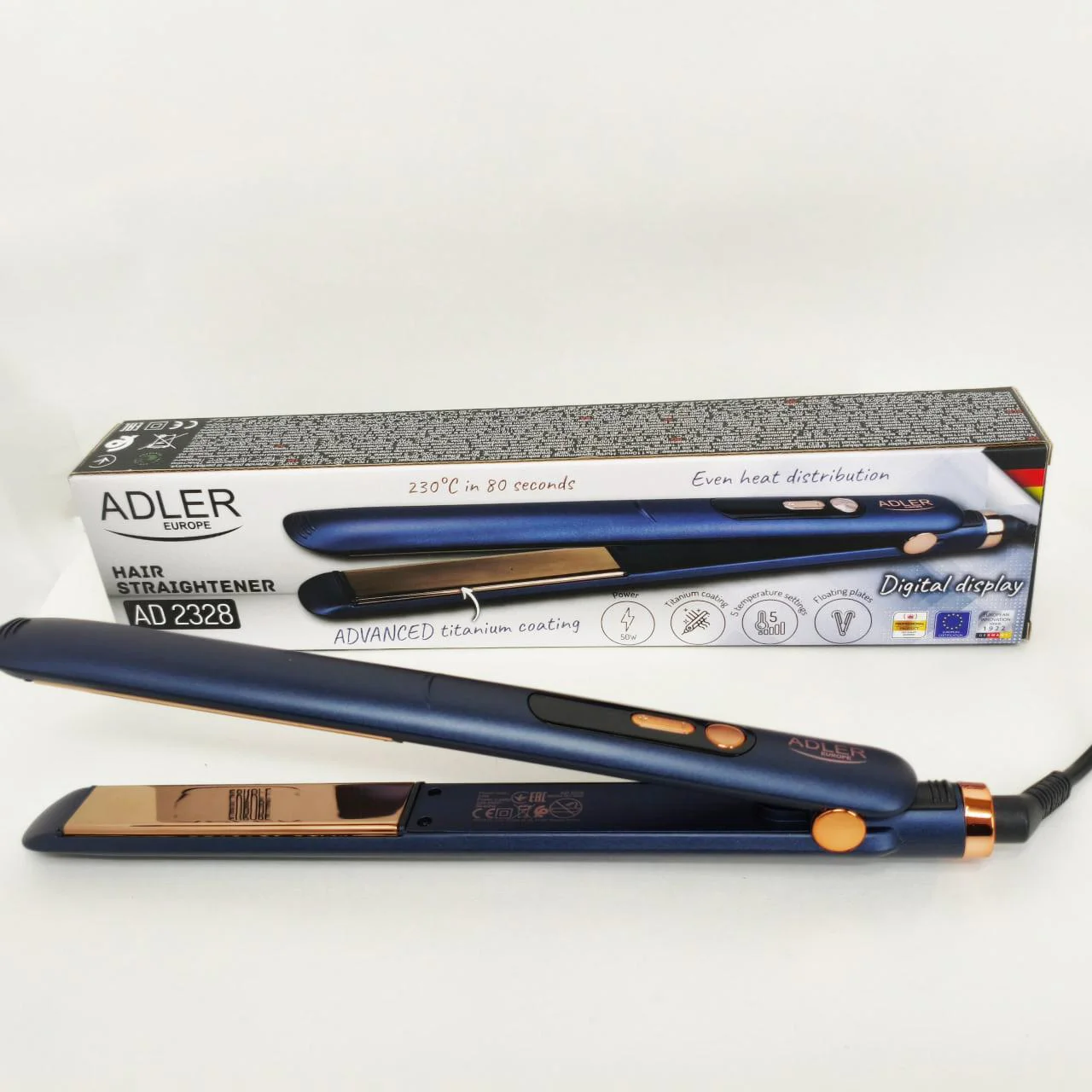 Adler AD 2328 — Високоякісний випрямлювач для волосся з титановими пластинами та 5 температурними режимами. - Зображення 4