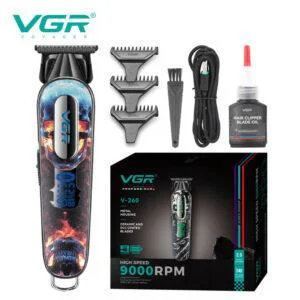 Триммер VGR V-260 RED — акумуляторний 240 хв з LED-дисплеєм, 3 насадки