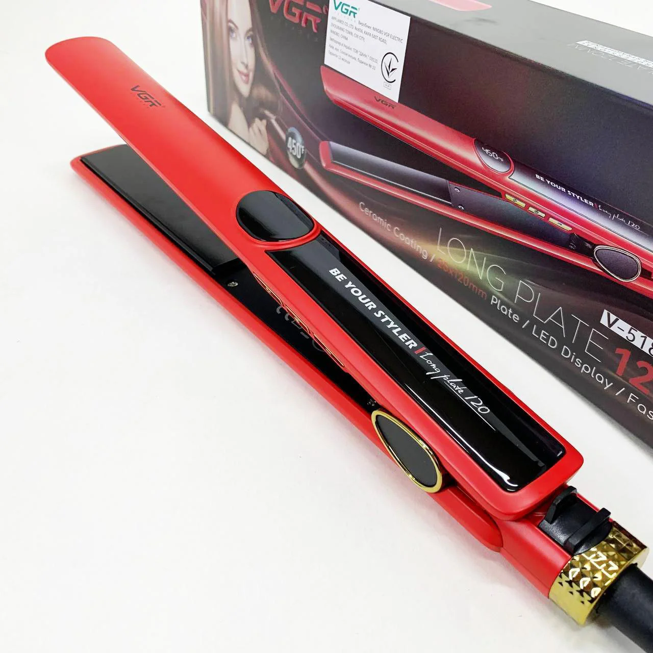 Плойка для волос VGR V-518 RED — професійний інструмент для укладки з керамічними пластинами. - Зображення 6