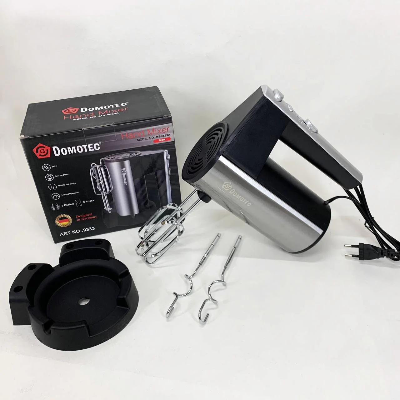 Миксер ручний DOMOTEC R6629A 240Вт 5 швидкостей з двома насадками - Зображення 5