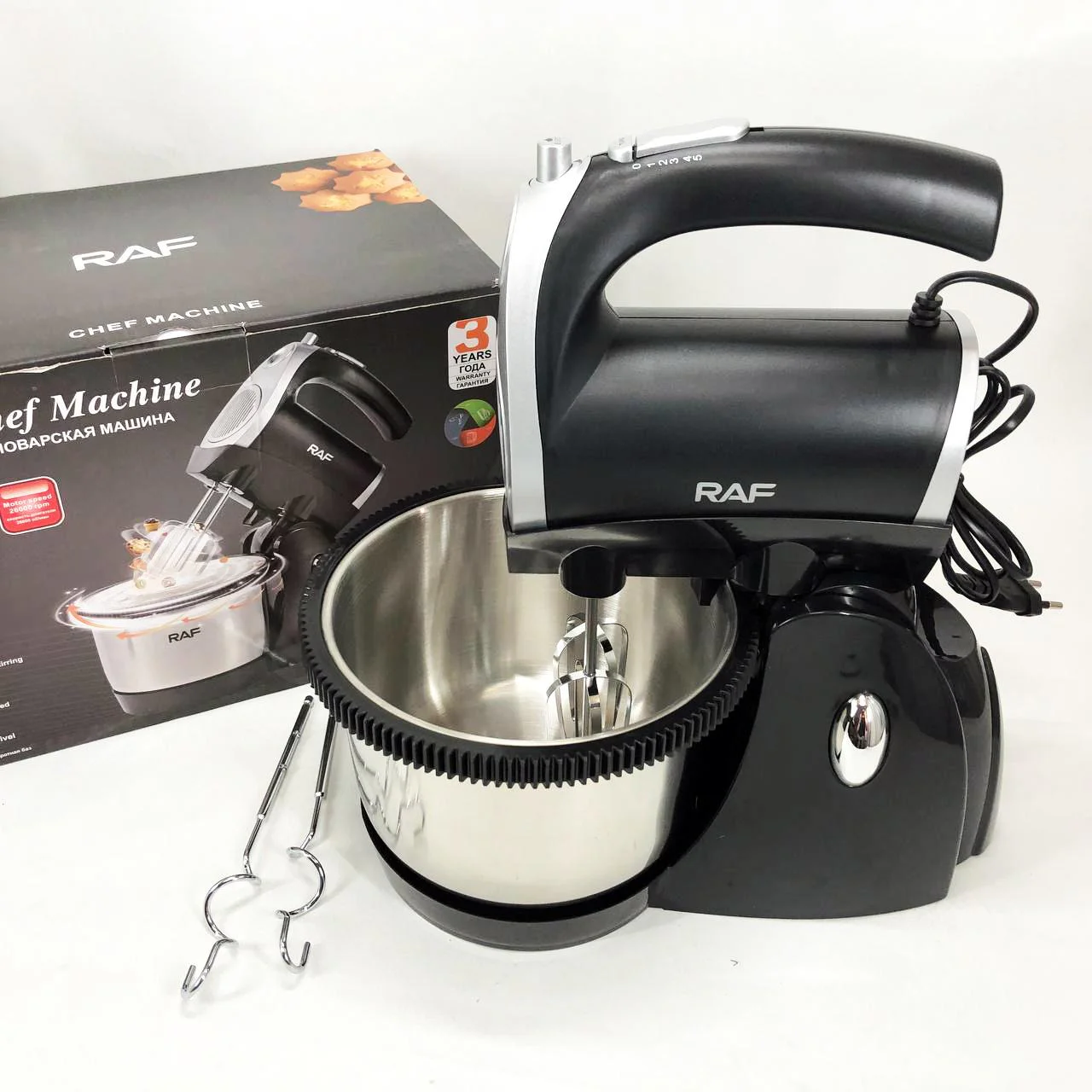 Миксер кухонний RAF R.6662 з підставкою і чашею 3 л, 5 швидкостей, 1000 Вт - Зображення 10