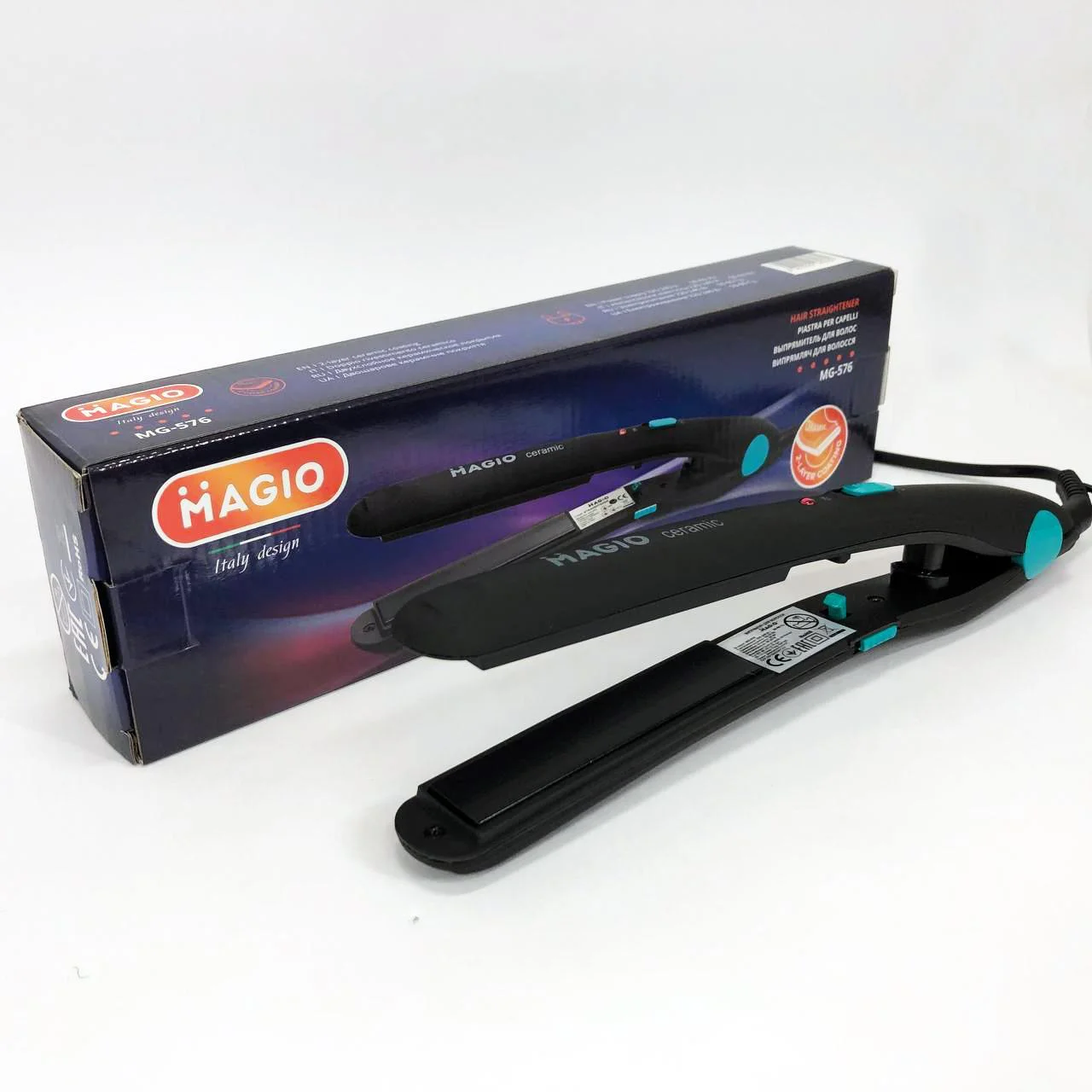 MAGIO MG-576 — Випрямлювач для волос з керамічними пластинами та Soft Touch покриттям