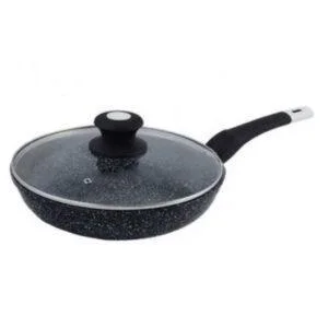 Сковорода Unique UN-5144 22 см з кришкою темний граніт антипригарне покриття та ручка Soft touch