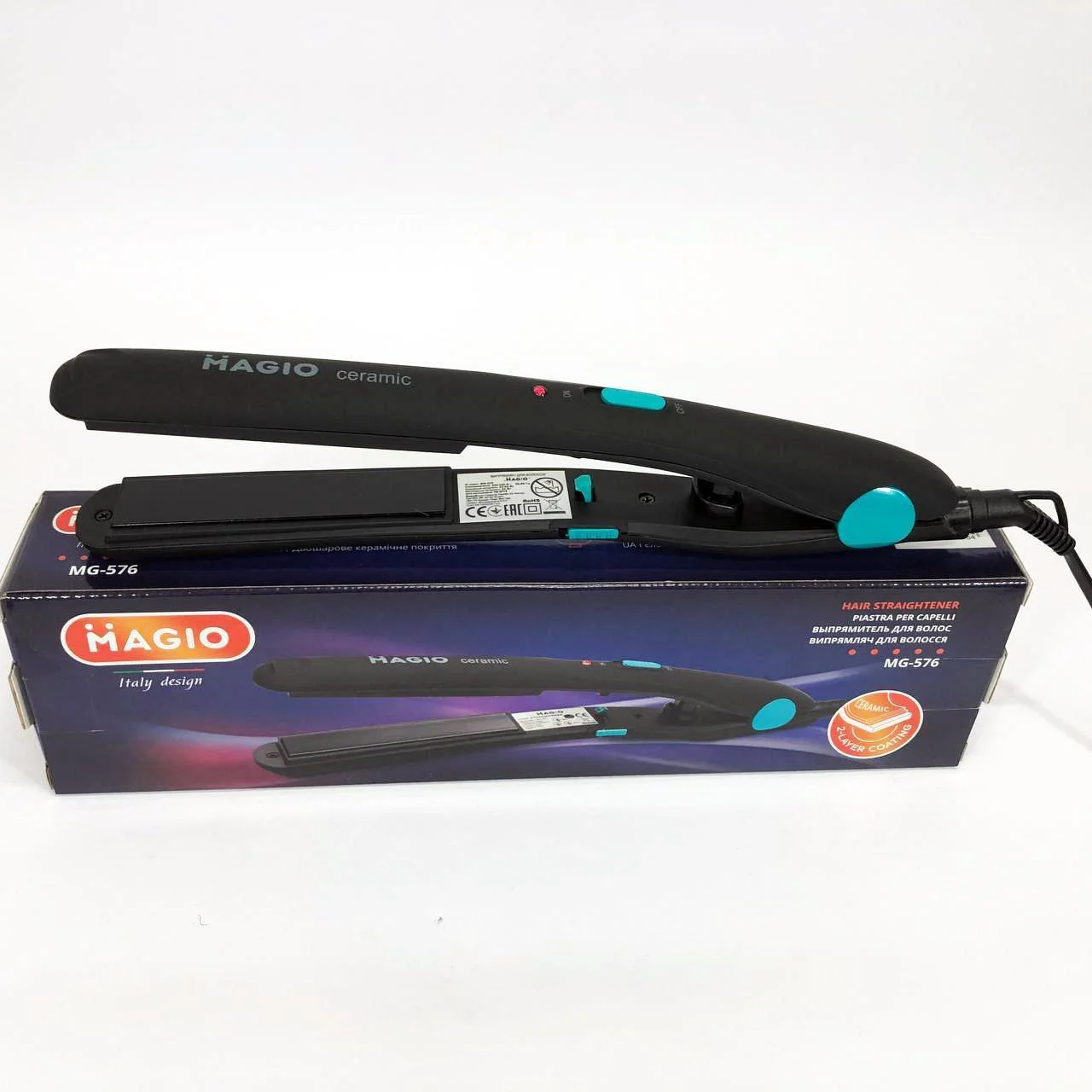 MAGIO MG-576 — Випрямлювач для волос з керамічними пластинами та Soft Touch покриттям - Зображення 4