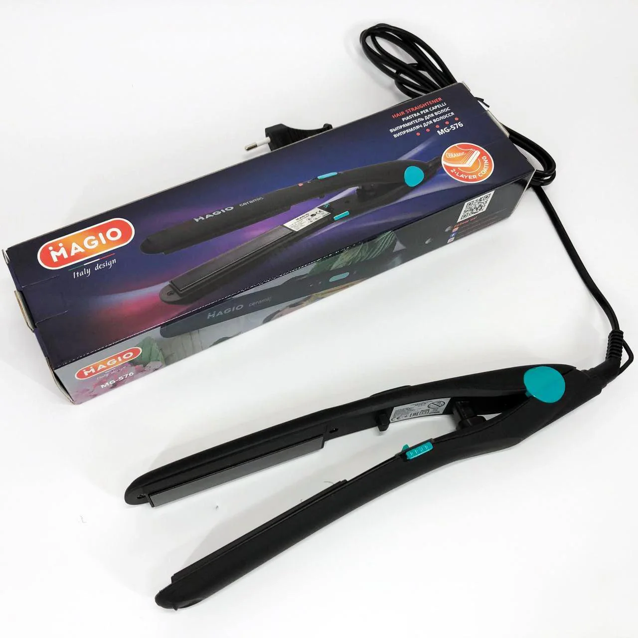 MAGIO MG-576 — Випрямлювач для волос з керамічними пластинами та Soft Touch покриттям - Зображення 5