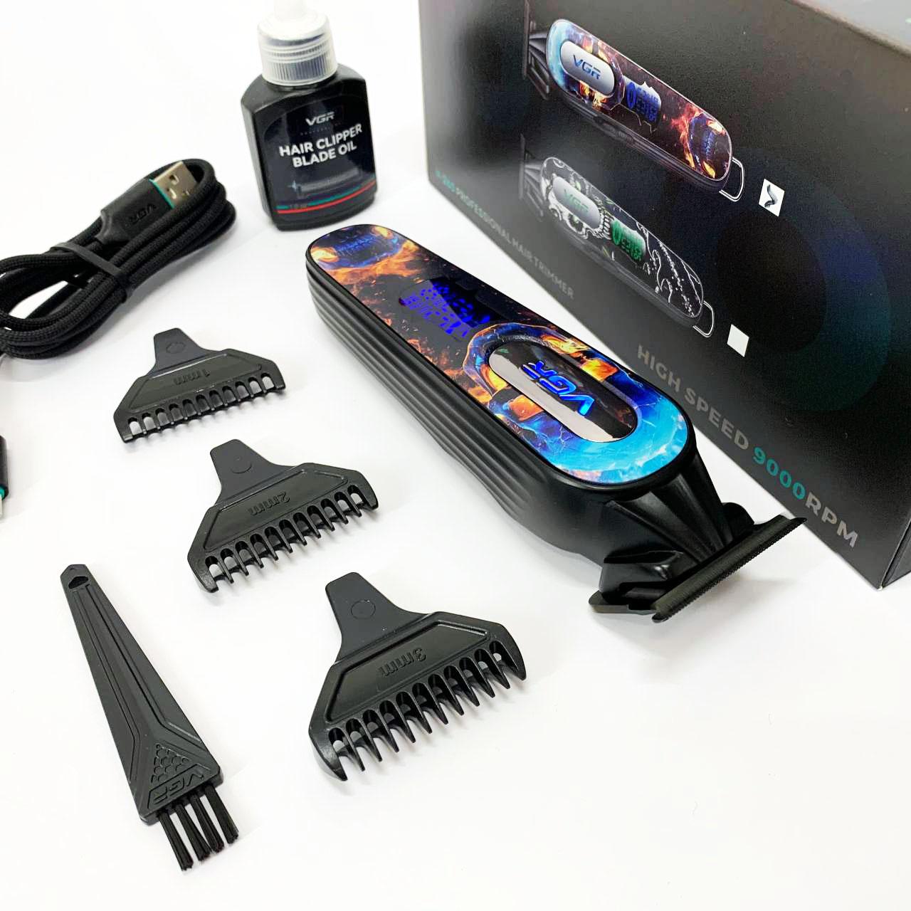 Триммер VGR V-260 RED — акумуляторний 240 хв з LED-дисплеєм, 3 насадки - Зображення 3