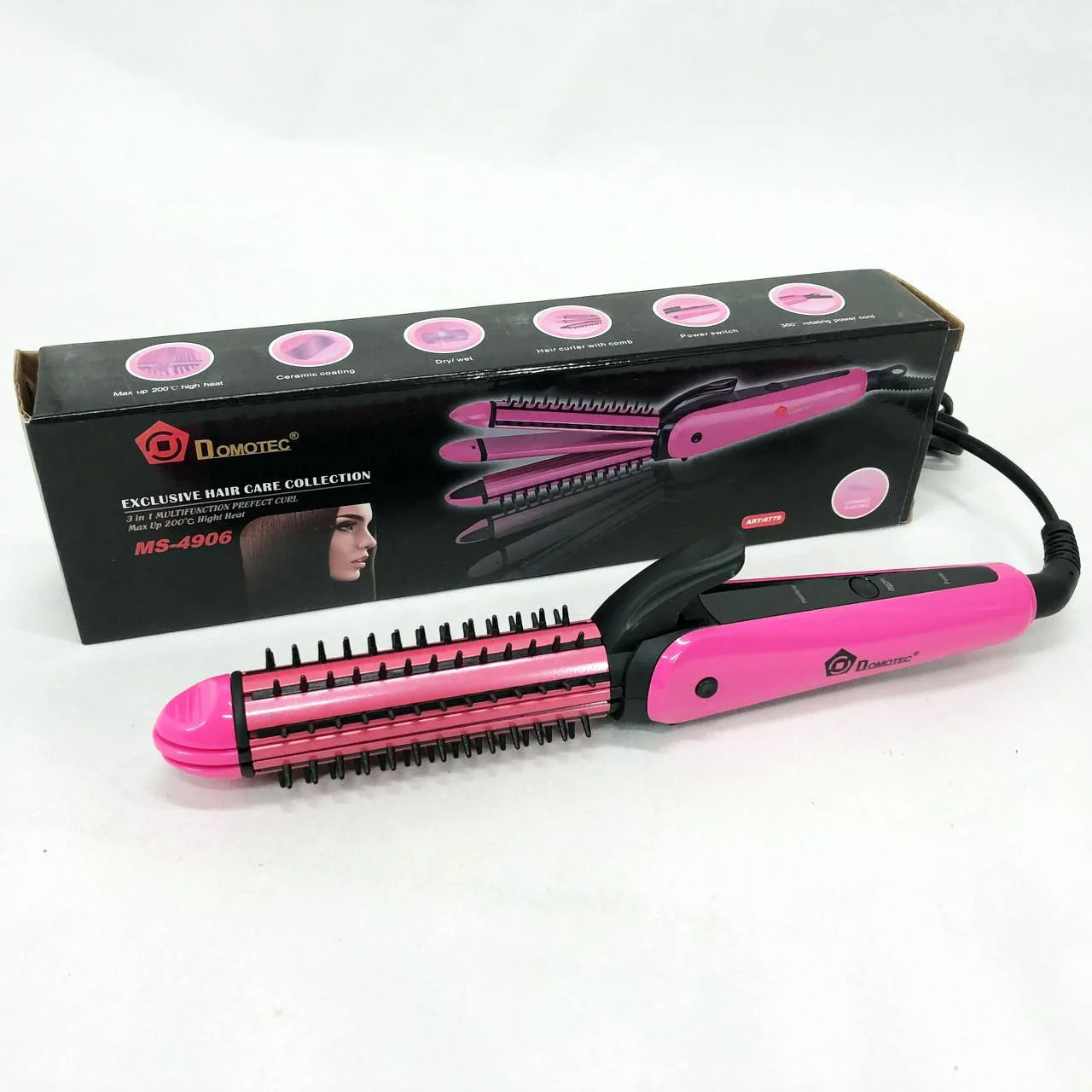 Щипці DOMOTEC MS-4906 3в1 для локонів, гофре та випрямлення волосся - Зображення 5
