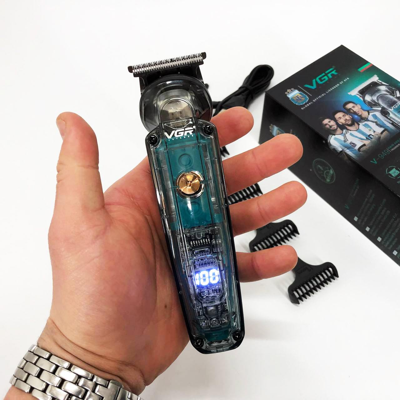Аккумуляторна машинка для стрижки волос VGR V-949 — Професійна окантовочна машинка для бороди - Зображення 8