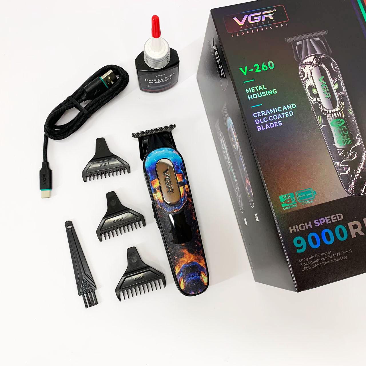 Триммер VGR V-260 RED — акумуляторний 240 хв з LED-дисплеєм, 3 насадки - Зображення 10