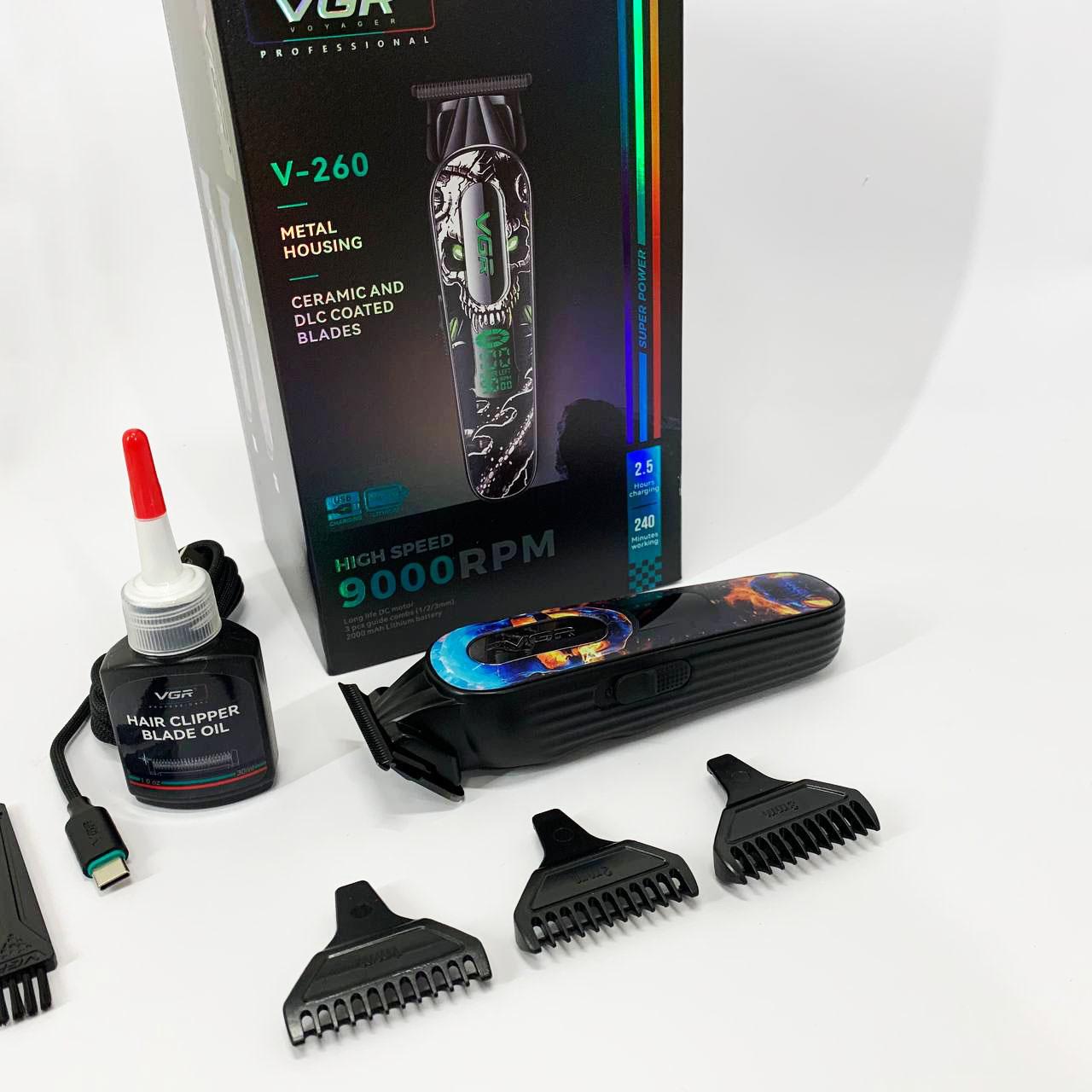 Триммер VGR V-260 RED — акумуляторний 240 хв з LED-дисплеєм, 3 насадки - Зображення 7