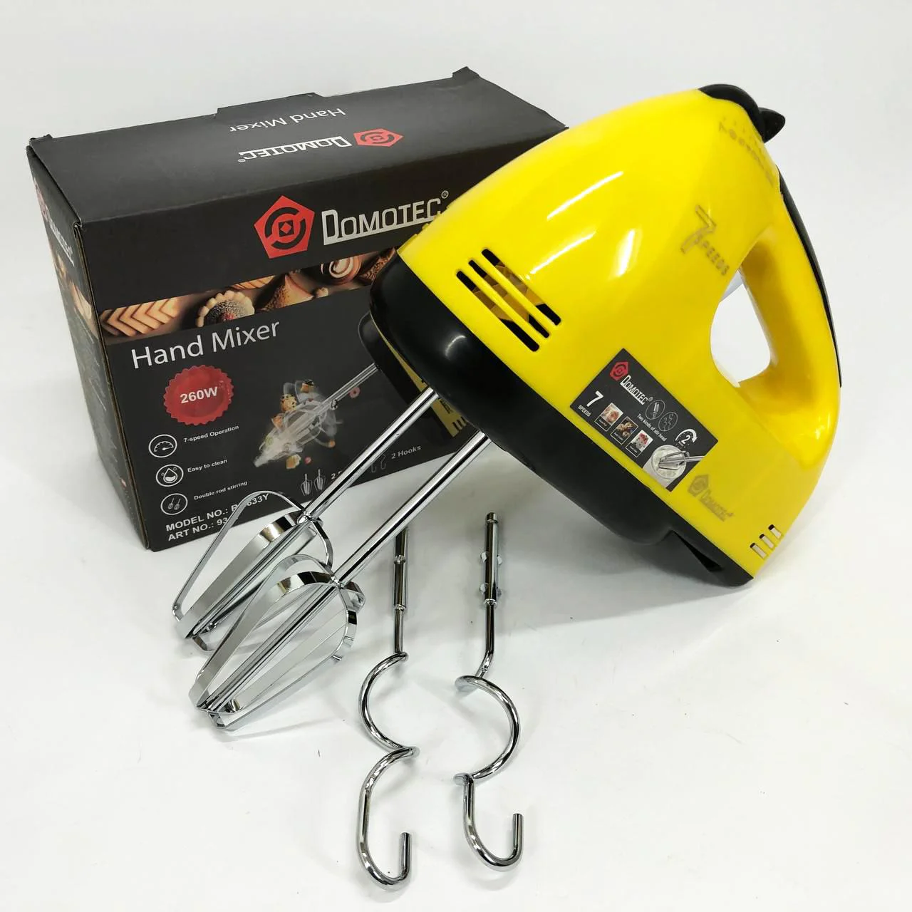Миксер DOMOTEC R6633Y - Ручний міксер для приготування крему з 7 швидкостями та насадками для теста - Зображення 7