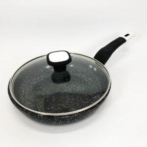 Сковорода Unique UN-5114 22 см з кришкою світлий граніт багатошарове антипригарне покриття для всіх плит