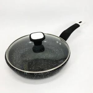 Сковорода Unique UN-5114 22 см з кришкою світлий граніт багатошарове антипригарне покриття для всіх плит