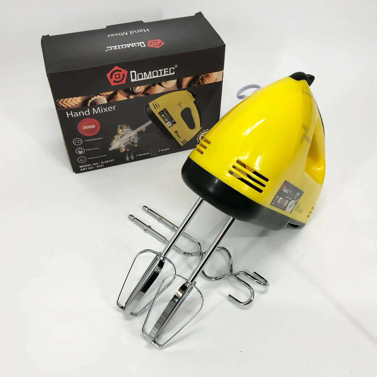Миксер DOMOTEC R6633Y - Ручний міксер для приготування крему з 7 швидкостями та насадками для теста - Зображення 11