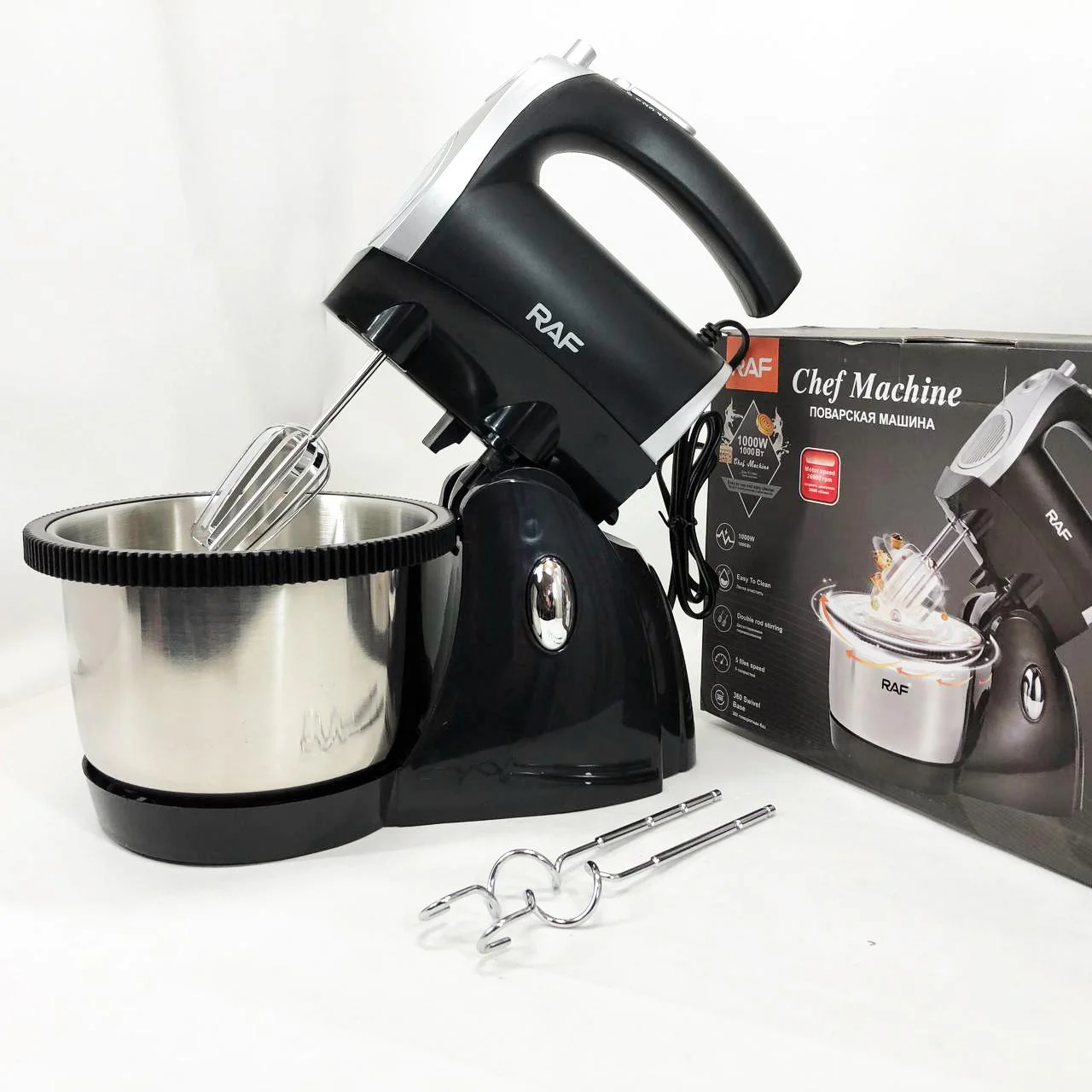 Миксер кухонний RAF R.6662 з підставкою і чашею 3 л, 5 швидкостей, 1000 Вт - Зображення 4