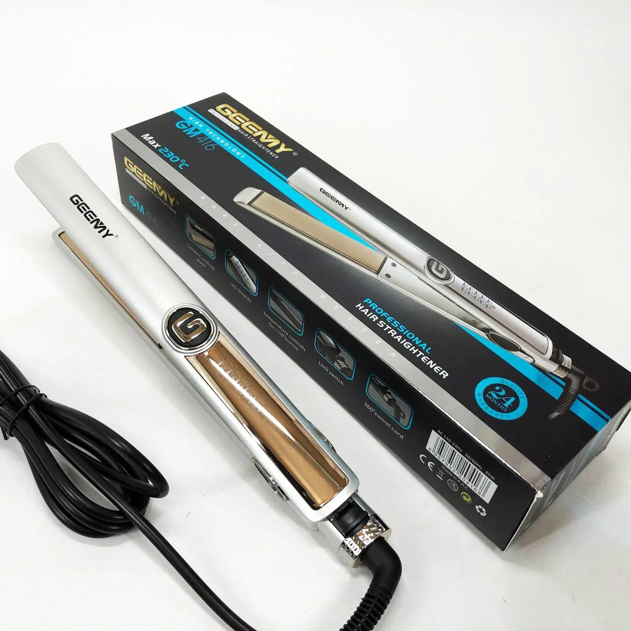 Выпрямитель-утюжок для волос Gemei GM-416 з LED-дисплеєм та 5 температурними режимами - Зображення 2