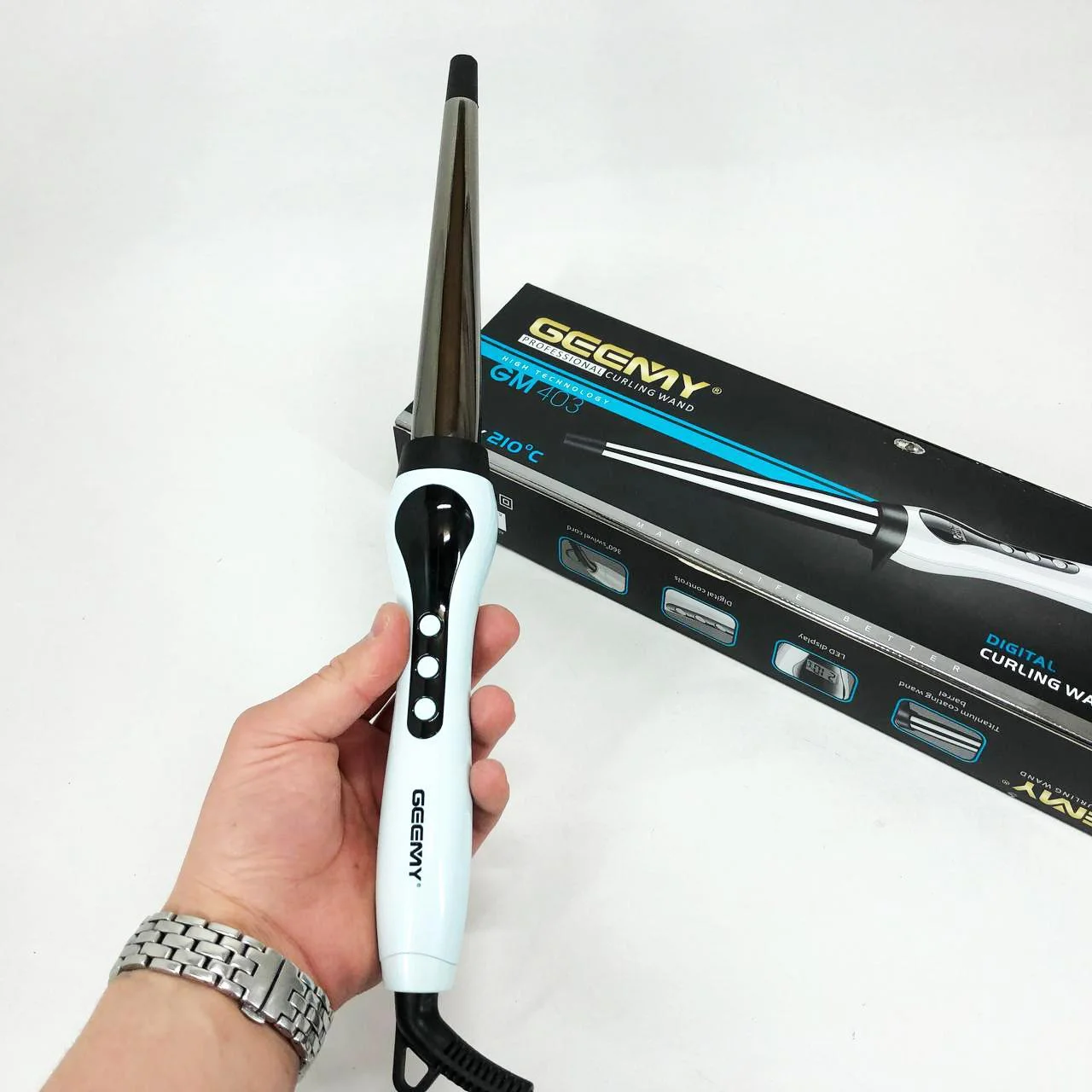 Конусна плойка Gemei GM-403 для легкого створення локонів без пошкодження волосся. - Зображення 11