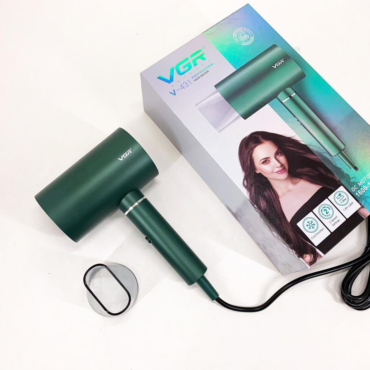 Професійний фен VGR V-431 1600–1800 Вт — холодний обдув, зелений - Зображення 10
