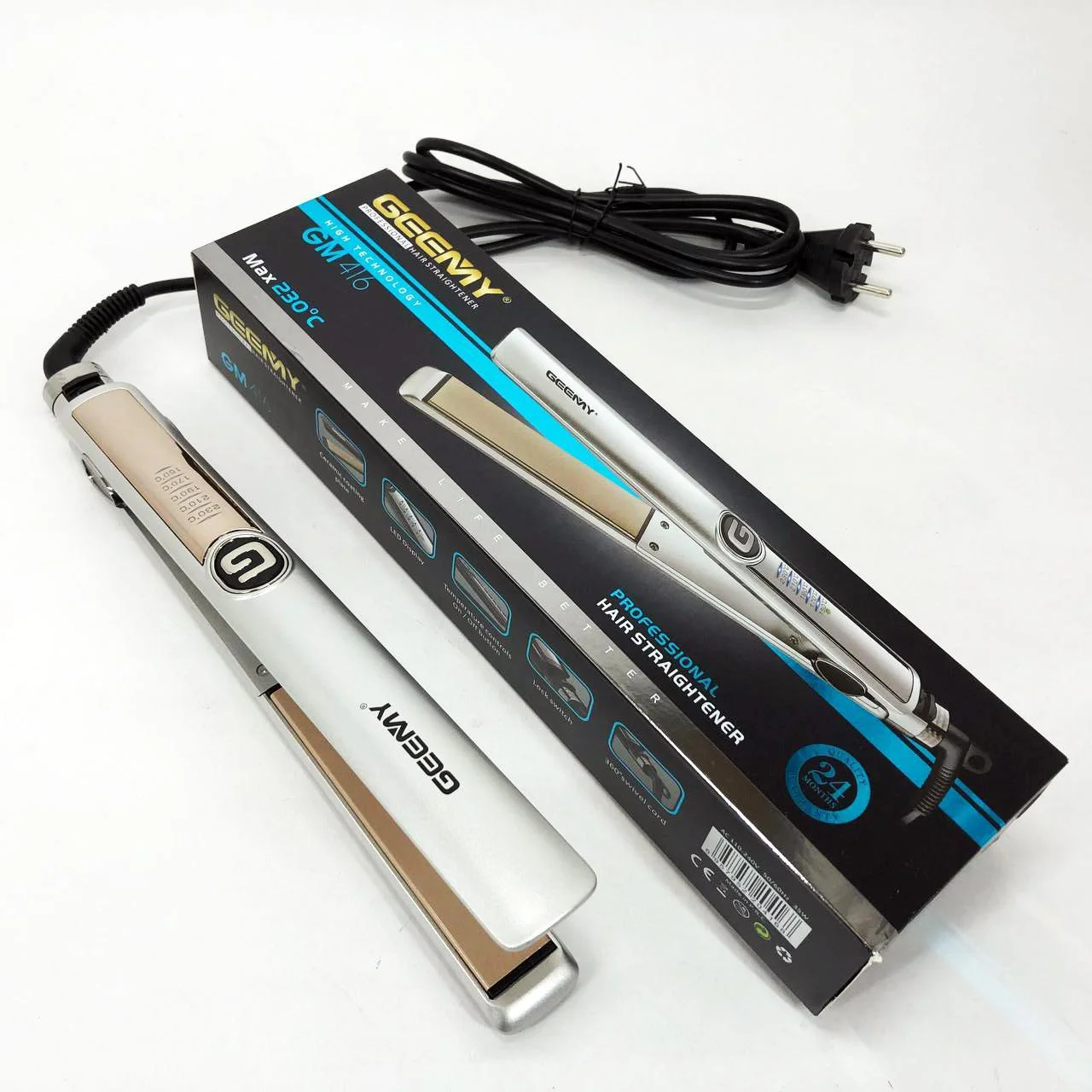 Выпрямитель-утюжок для волос Gemei GM-416 з LED-дисплеєм та 5 температурними режимами - Зображення 3