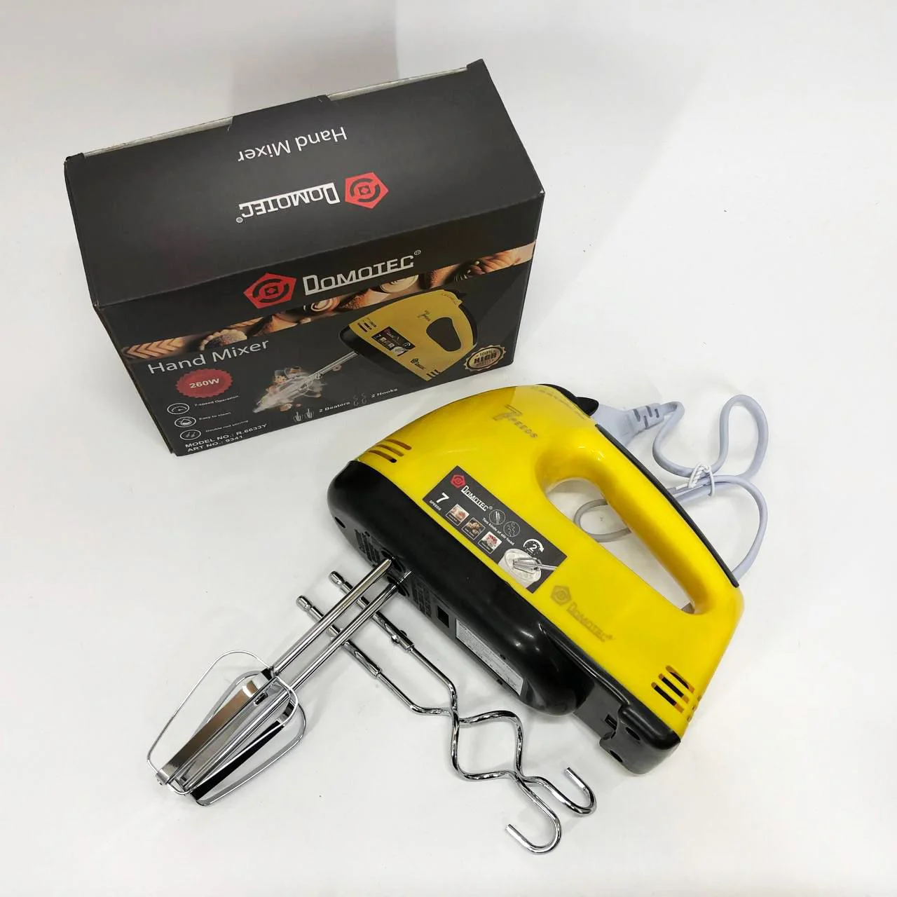 Миксер DOMOTEC R6633Y - Ручний міксер для приготування крему з 7 швидкостями та насадками для теста - Зображення 13