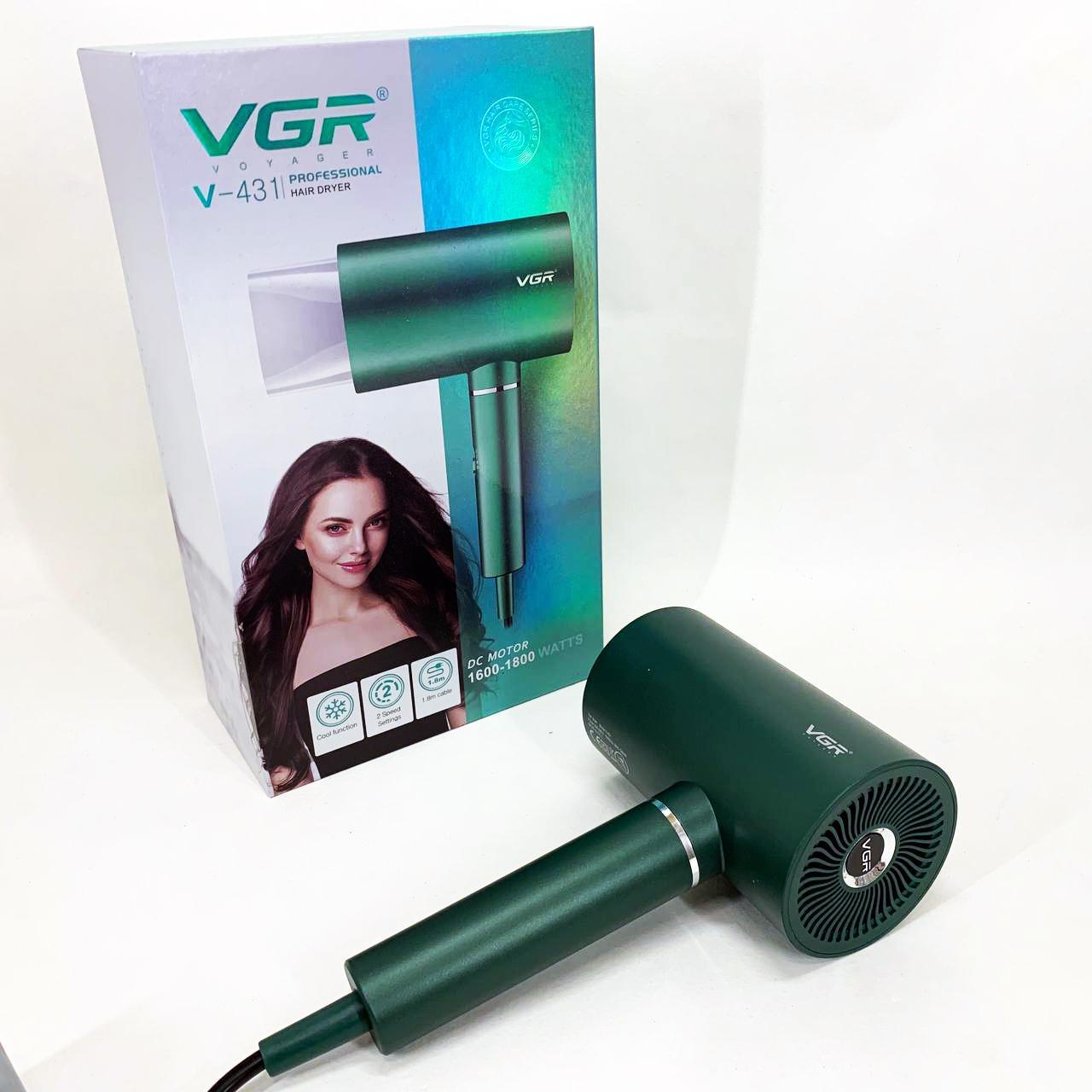 Професійний фен VGR V-431 1600–1800 Вт — холодний обдув, зелений - Зображення 8