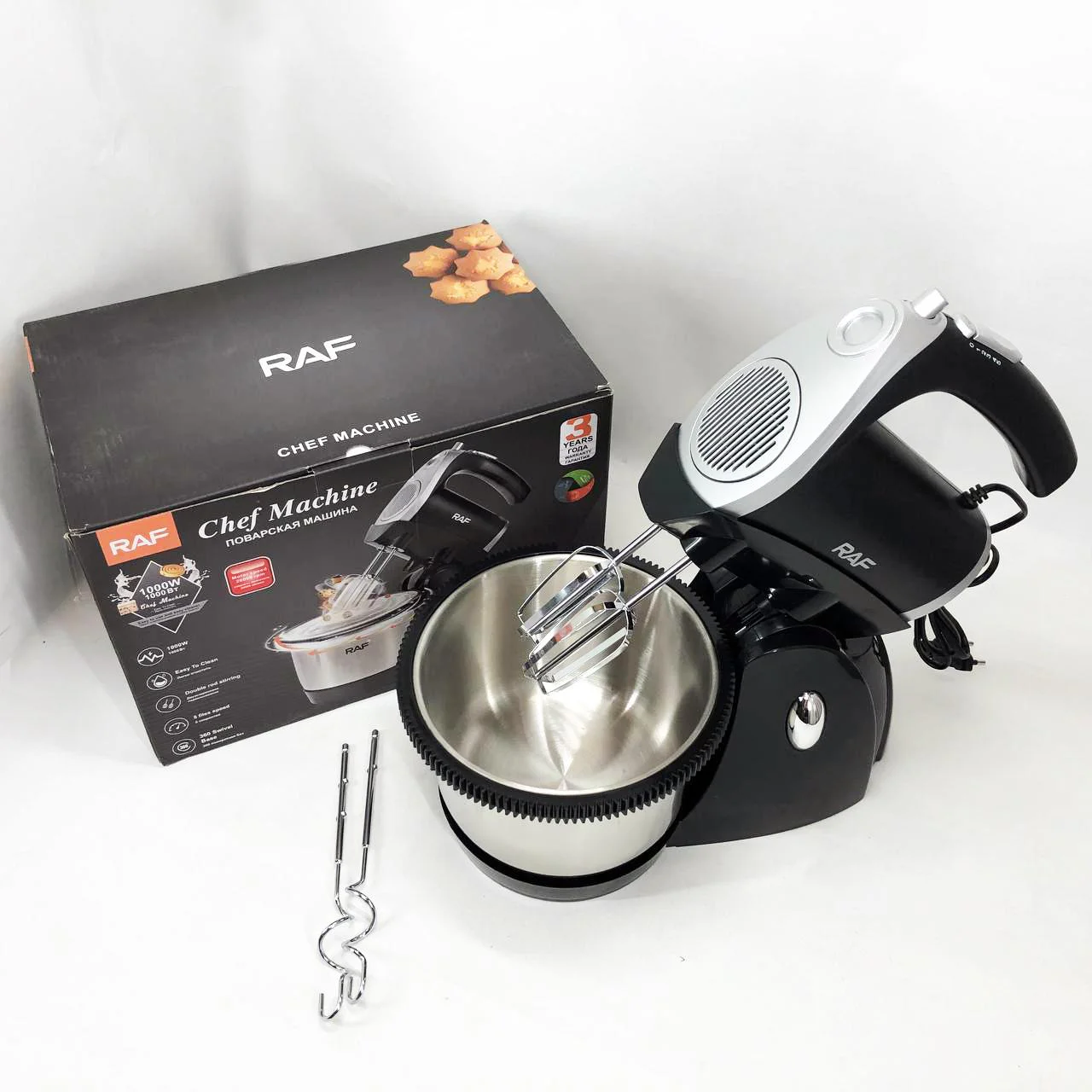 Миксер кухонний RAF R.6662 з підставкою і чашею 3 л, 5 швидкостей, 1000 Вт - Зображення 13