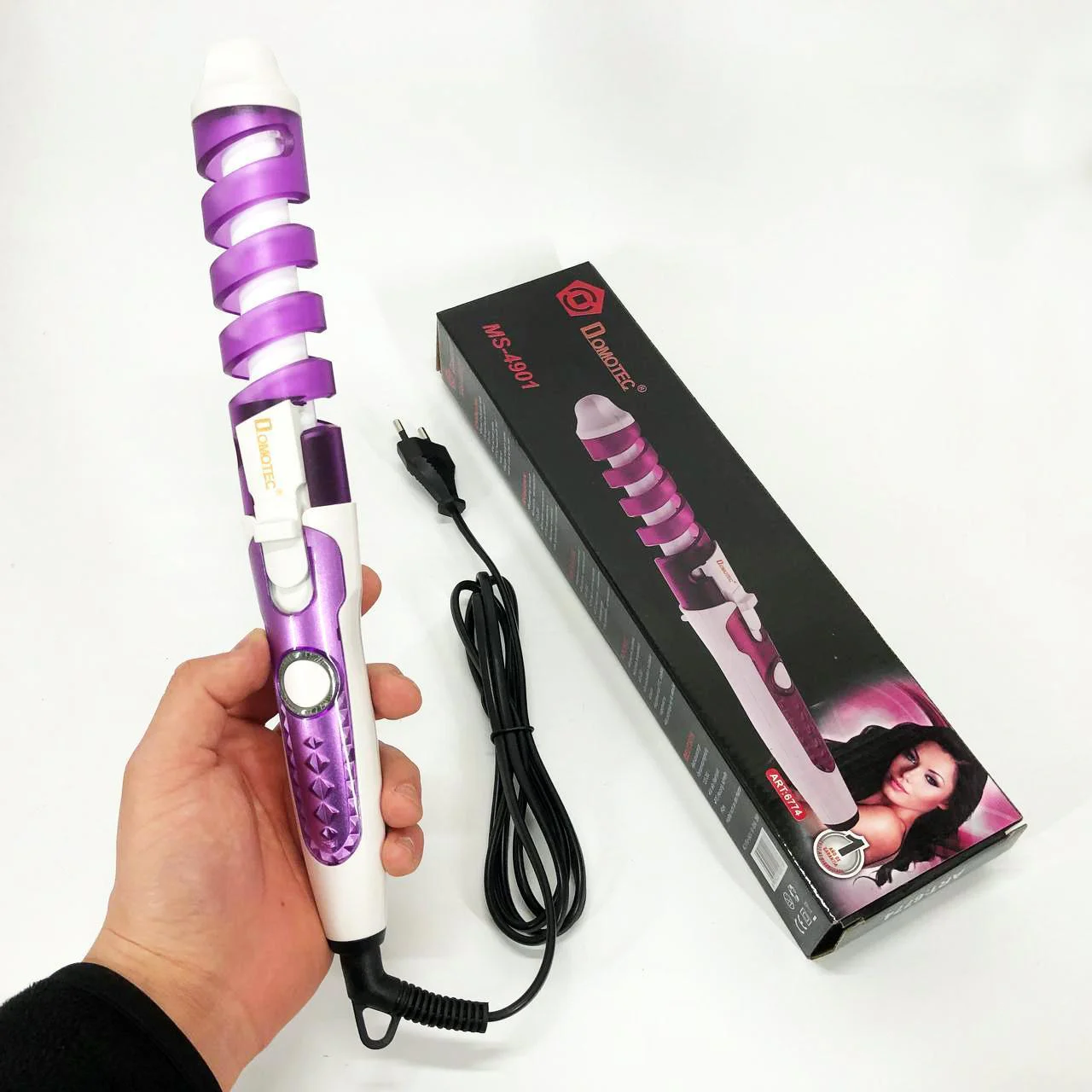 Плойка спиральна Domotec MS-4901 з керамічно-турмаліновим покриттям для об'єму локонів - Зображення 11