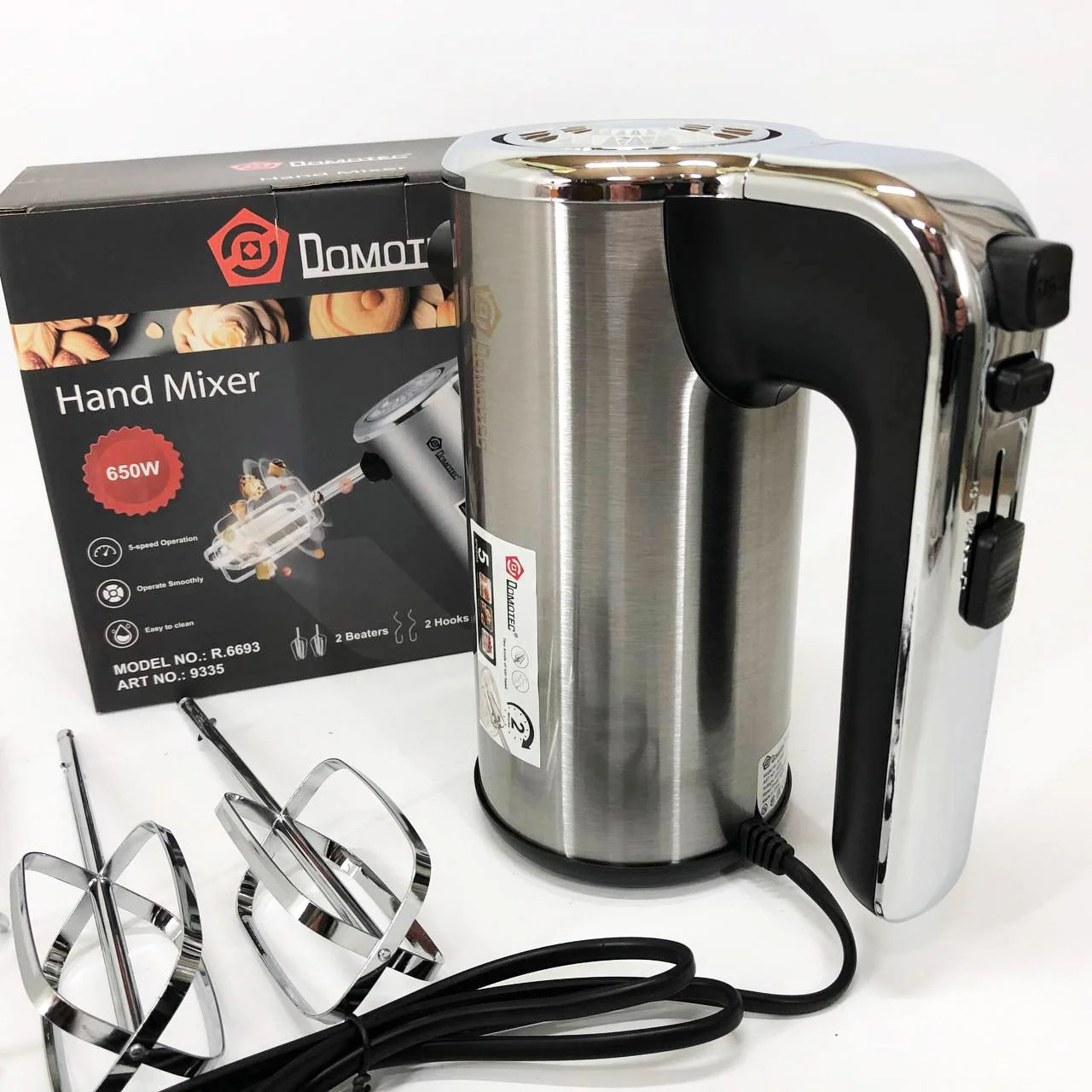 Миксер кухонний DOMOTEC R 6693 650W з 5 швидкостями для комфортного приготування їжі - Зображення 2