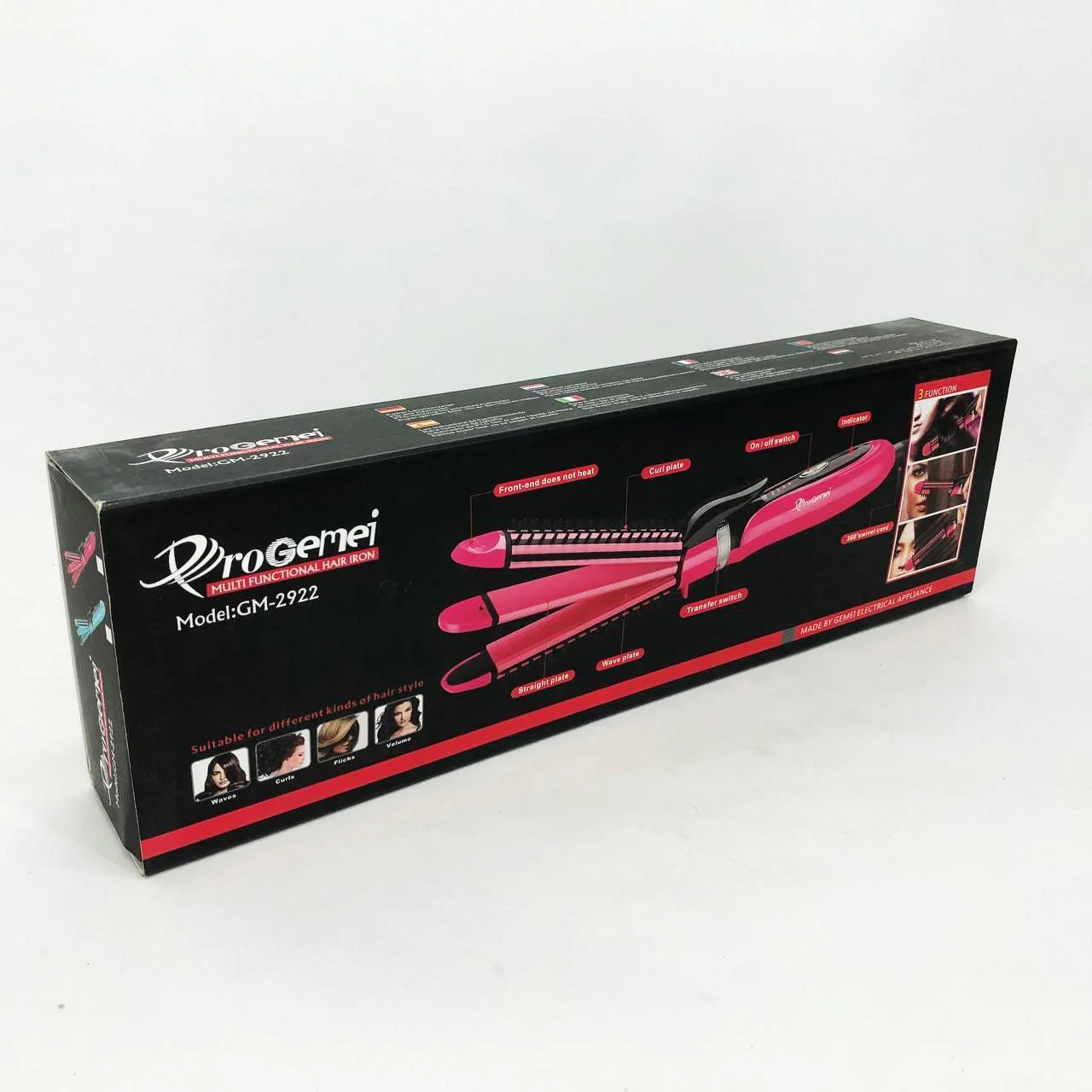 Плойка-утюжок Geemy GM-2922 3в1 - Універсальний стайлер для волосся з швидким нагрівом - Зображення 4