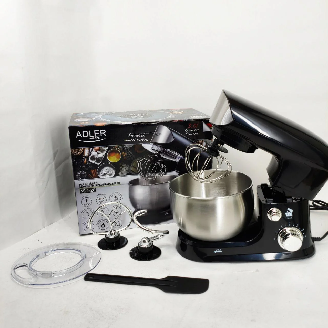 Кухонний комбайн ADLER AD 4226B 1200W 3L з планетарним змішуванням та захистом від брызг. - Зображення 7