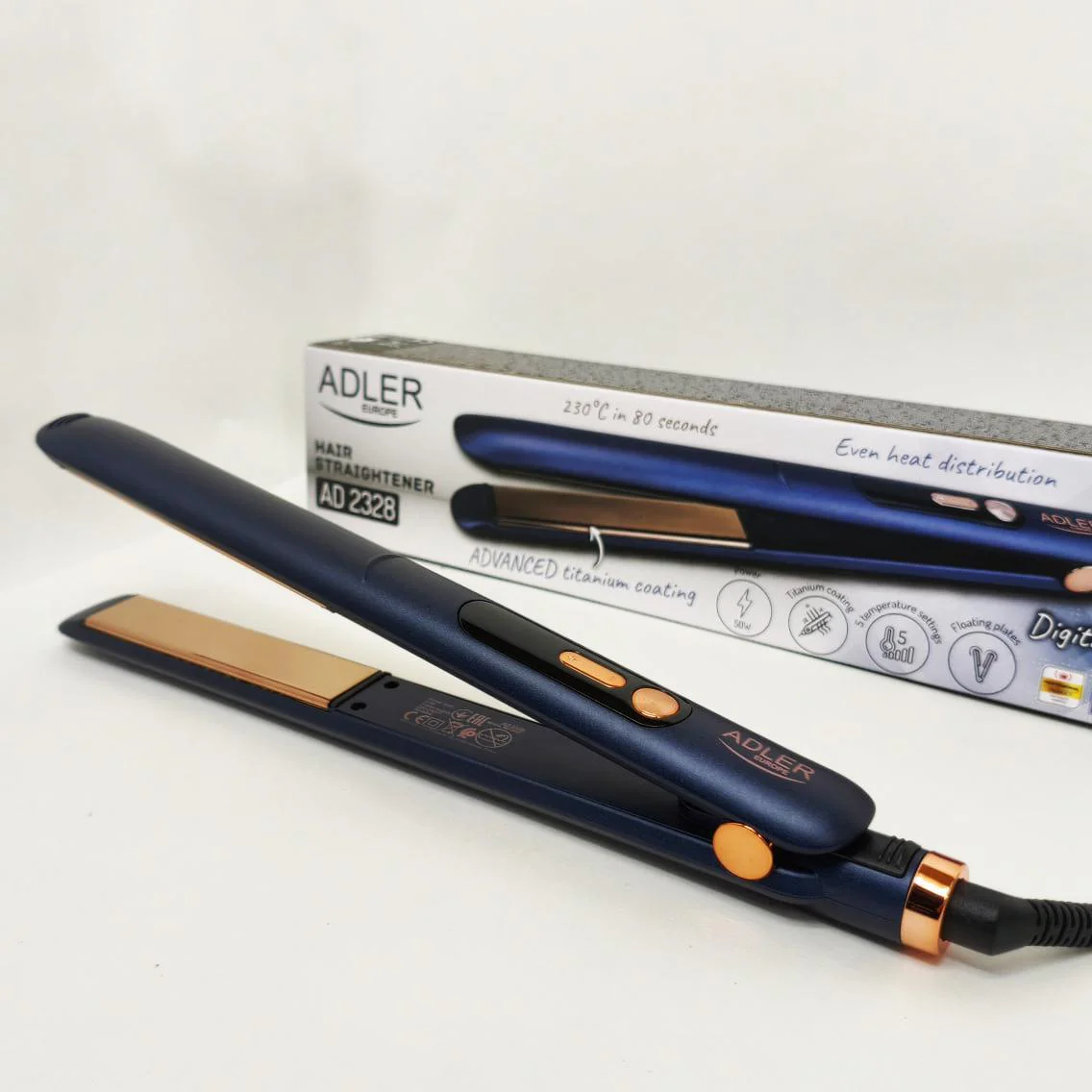 Adler AD 2328 — Високоякісний випрямлювач для волосся з титановими пластинами та 5 температурними режимами. - Зображення 5