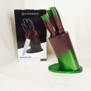 Набір кухонних ножів Edenberg EB-11022 Brown із нержавіючої сталі 6 предметів на металевій підставці