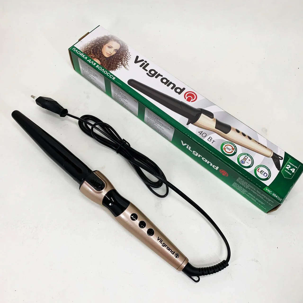 ViLgrand Плойка VHC-3041LC — Конусна Плойка з Алюмінієвим Покриттям та LED Дисплеєм - Зображення 9