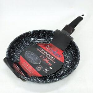 Сковорода Unique UN-5104 24 см з багатошаровим гранітним антипригарним покриттям без кришки сіра