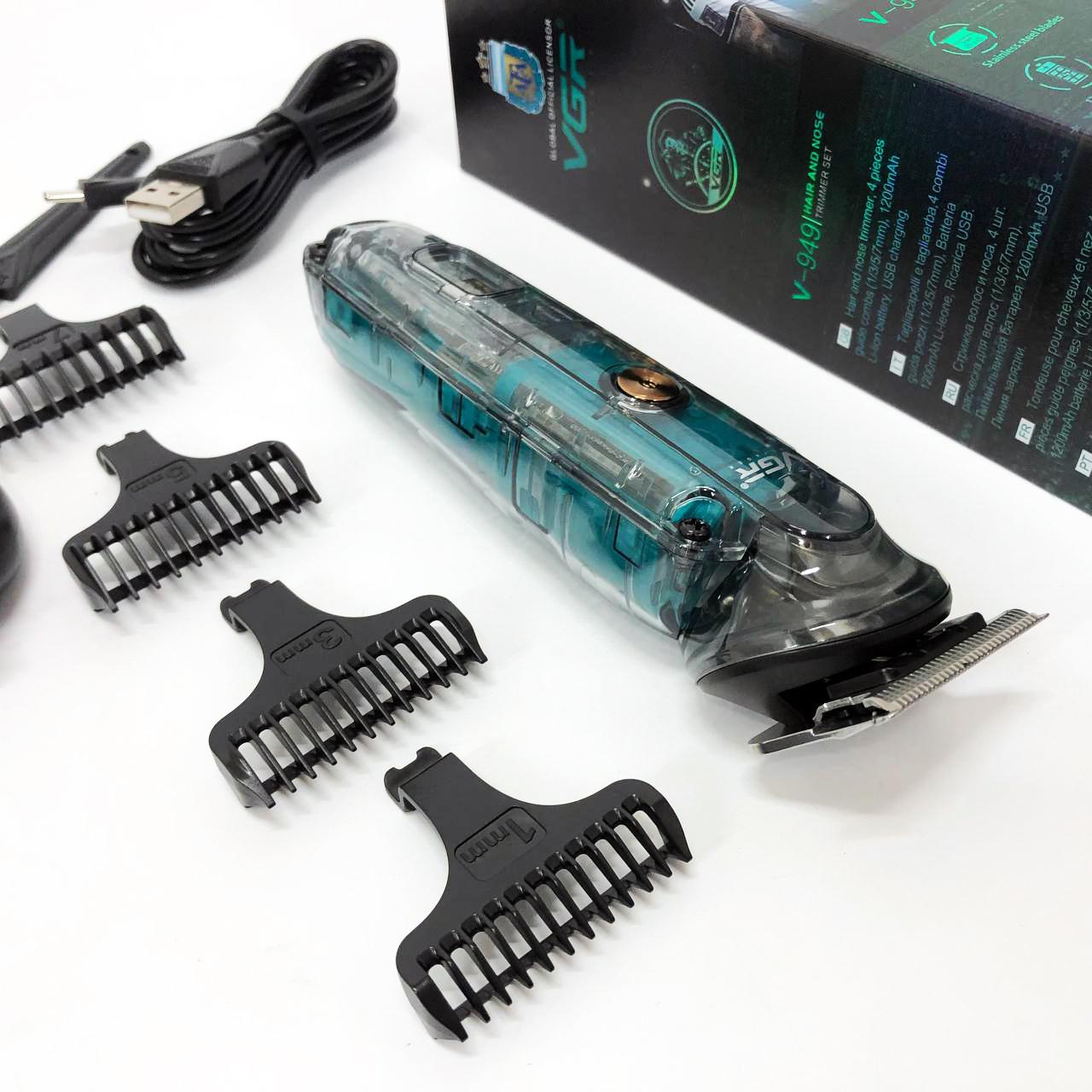Аккумуляторна машинка для стрижки волос VGR V-949 — Професійна окантовочна машинка для бороди - Зображення 13