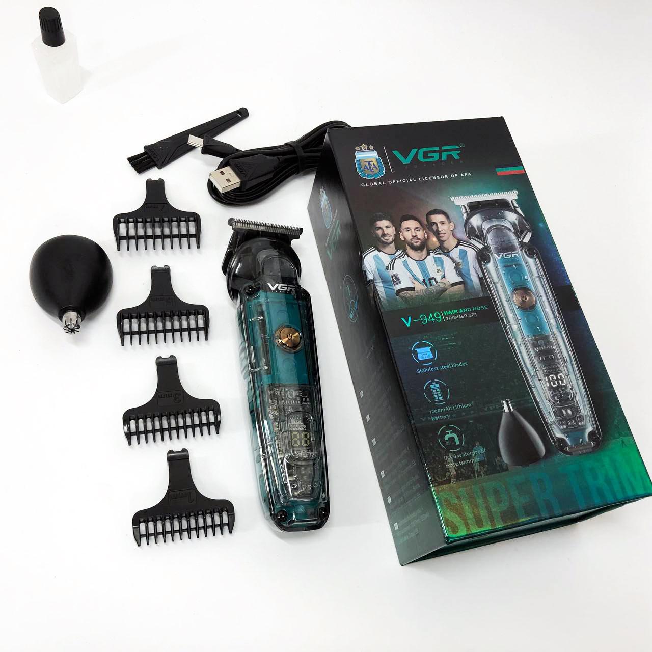 Аккумуляторна машинка для стрижки волос VGR V-949 — Професійна окантовочна машинка для бороди - Зображення 17