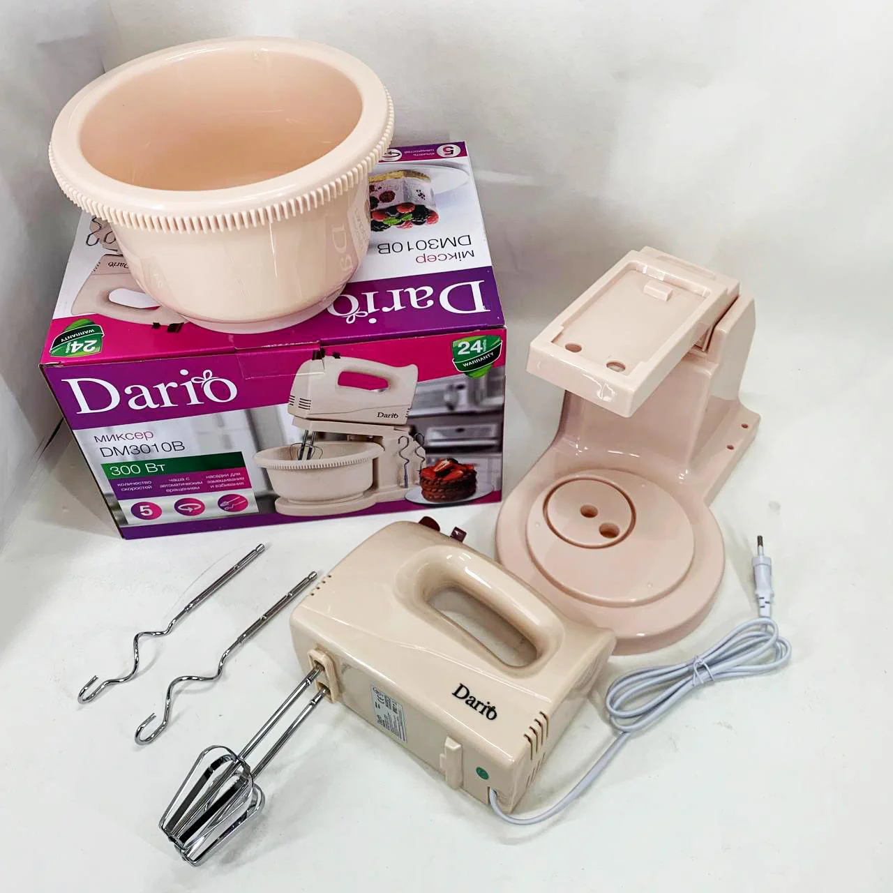 Миксер Dario DM3010B з чашею, 5 швидкостей і потужністю 300 Вт - Зображення 2