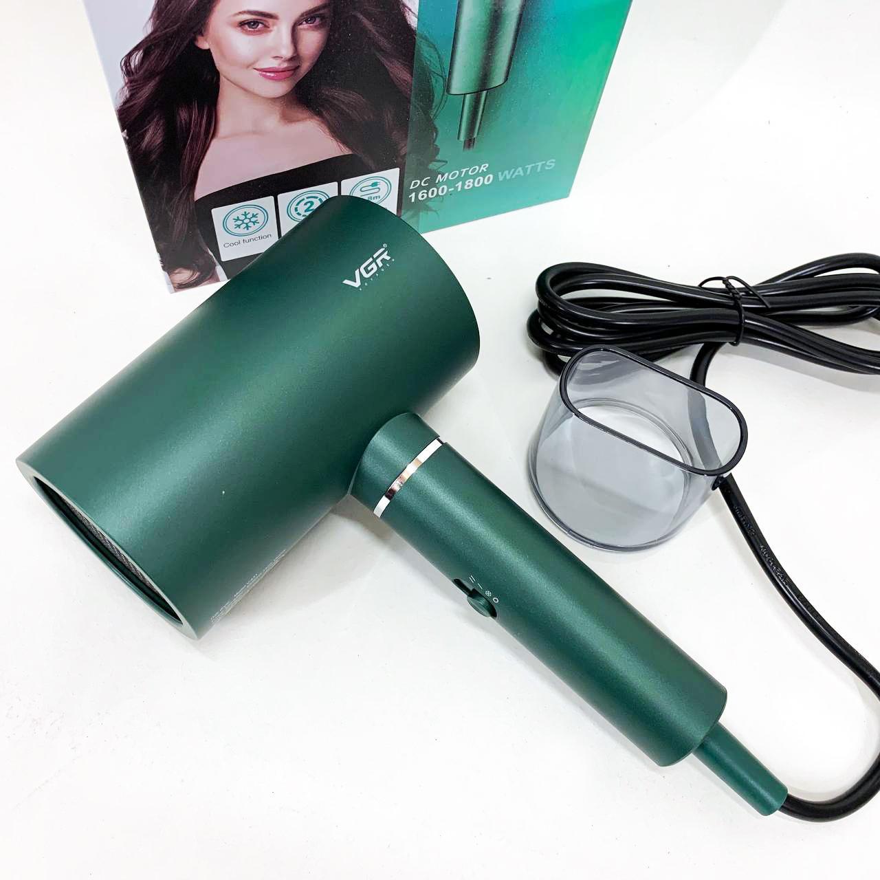 Професійний фен VGR V-431 1600–1800 Вт — холодний обдув, зелений - Зображення 7