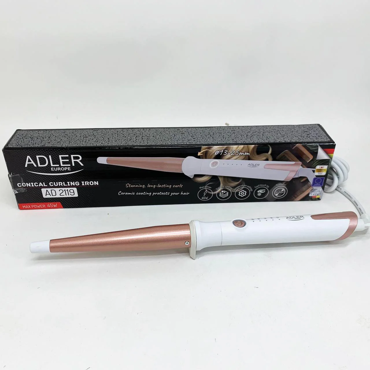 Adler AD 2119 Плойка керамічна конусна для локонів від 13 до 25 мм, 45Вт - Зображення 8