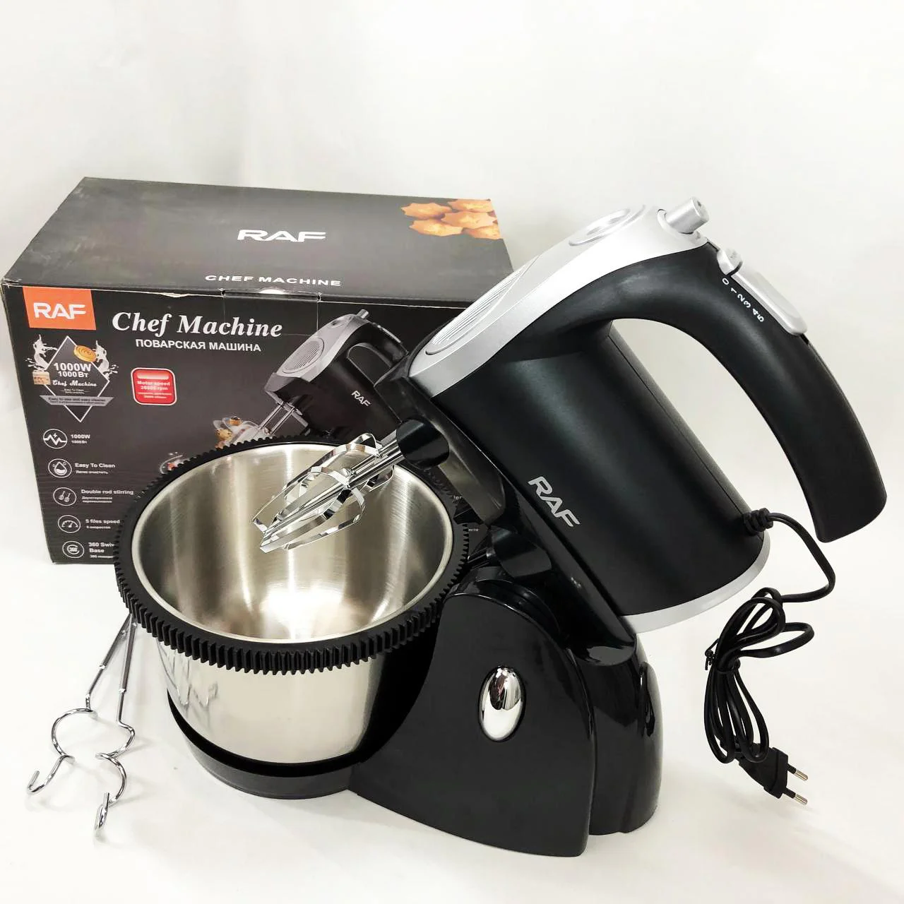 Миксер кухонний RAF R.6662 з підставкою і чашею 3 л, 5 швидкостей, 1000 Вт - Зображення 16