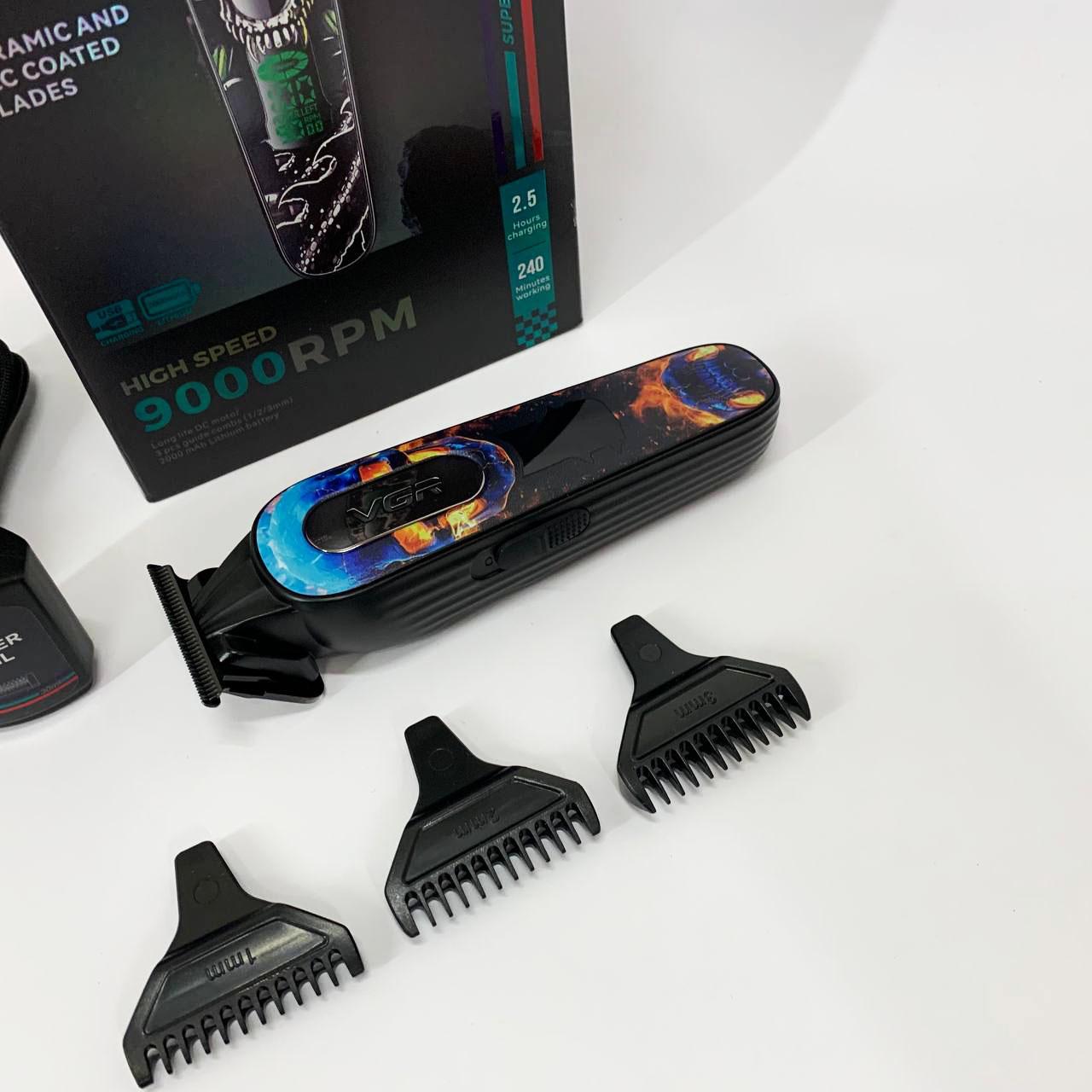Триммер VGR V-260 RED — акумуляторний 240 хв з LED-дисплеєм, 3 насадки - Зображення 6
