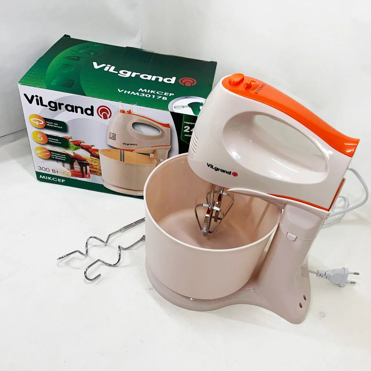 Миксер ViLgrand VHM3017B з 5 швидкостями та потужністю 300 Вт - Зображення 4