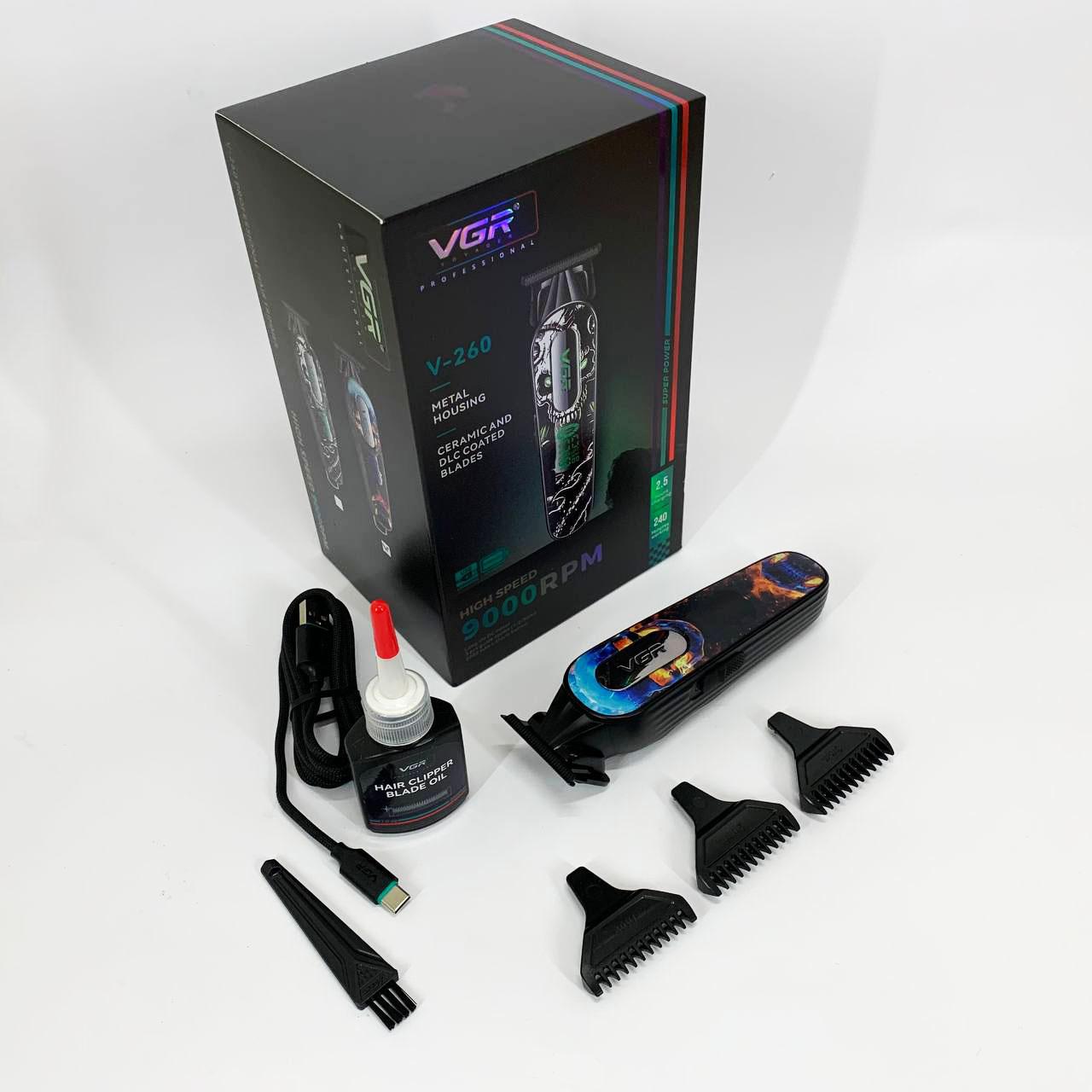 Триммер VGR V-260 RED — акумуляторний 240 хв з LED-дисплеєм, 3 насадки - Зображення 4