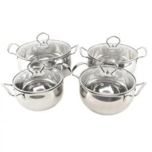 Набір посуду каструль із нержавіючої сталі Edenberg EB-3704 8 предметів з індукційним дном