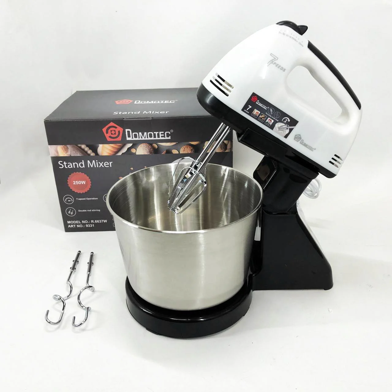Миксер стаціонарний Domotec R6637W на 250 Вт з 7 швидкостями для кухні - Зображення 14