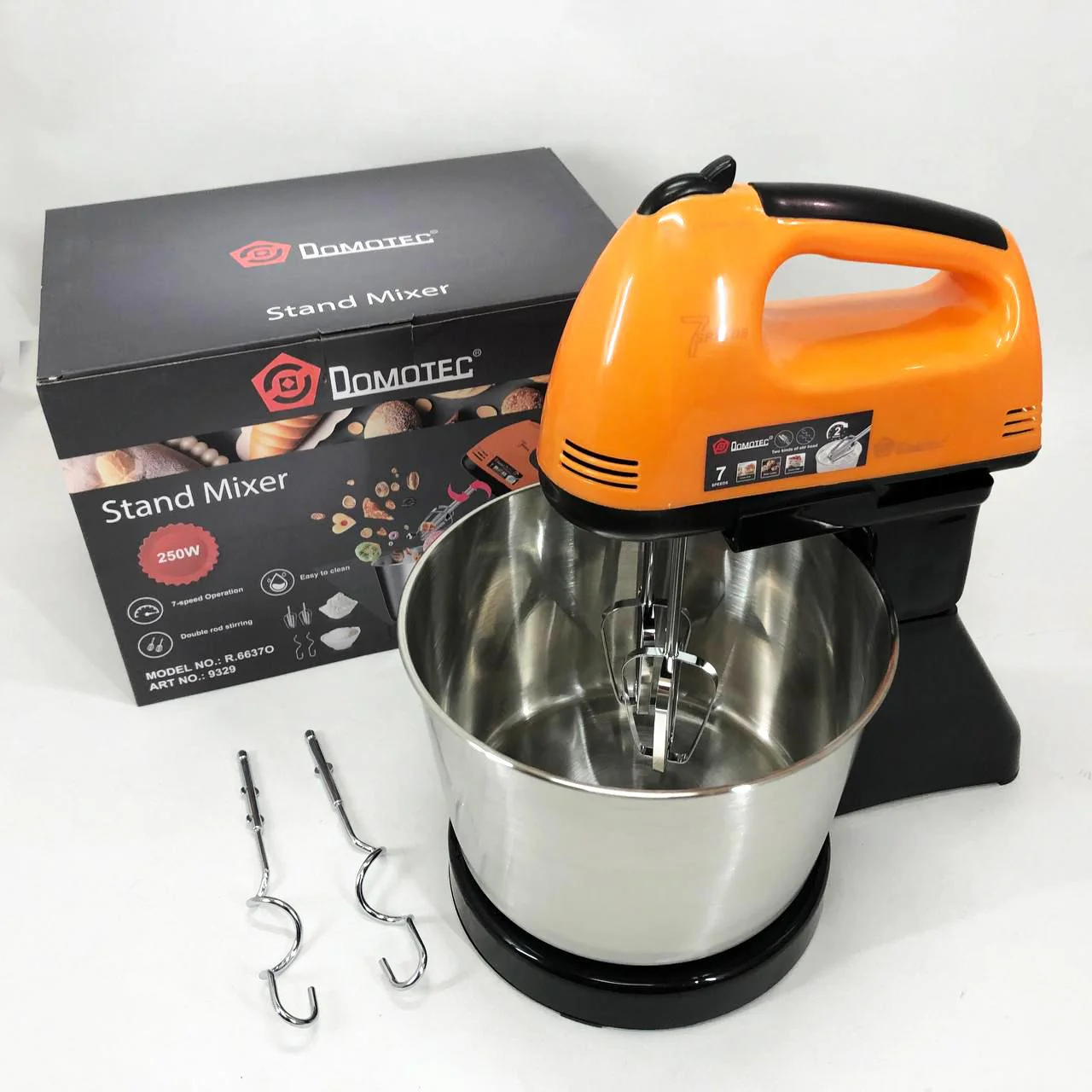Стаціонарний міксер Domotec R6637O 250 Вт з 7 швидкостями та чашею для кухні - Зображення 3