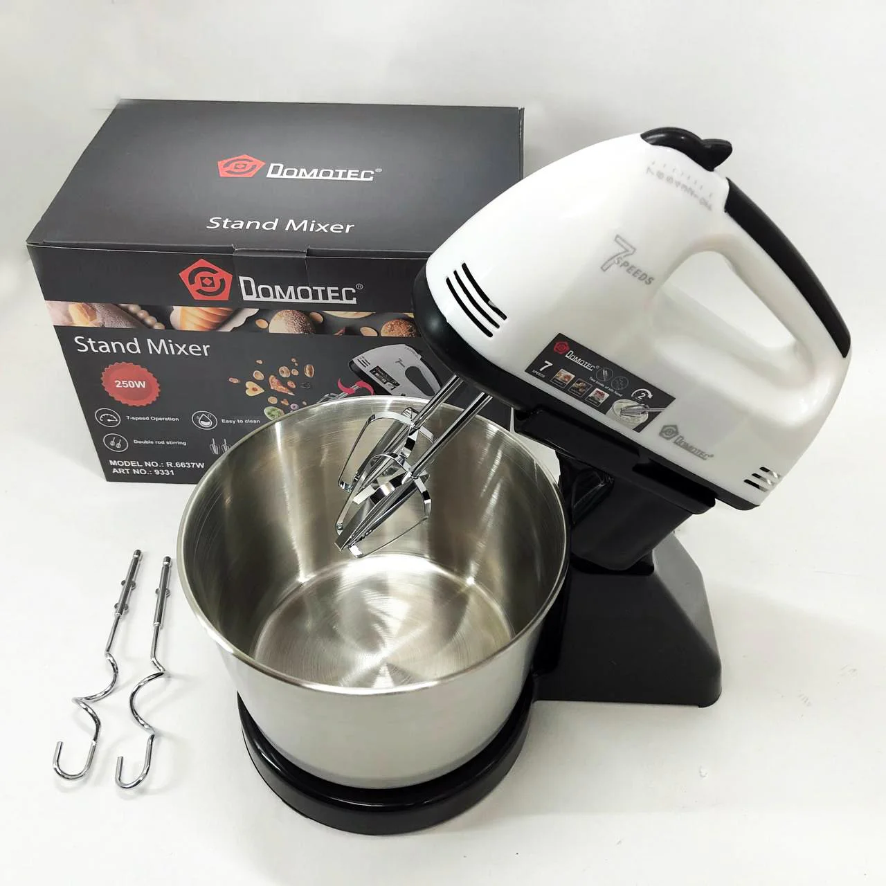 Миксер стаціонарний Domotec R6637W на 250 Вт з 7 швидкостями для кухні - Зображення 2