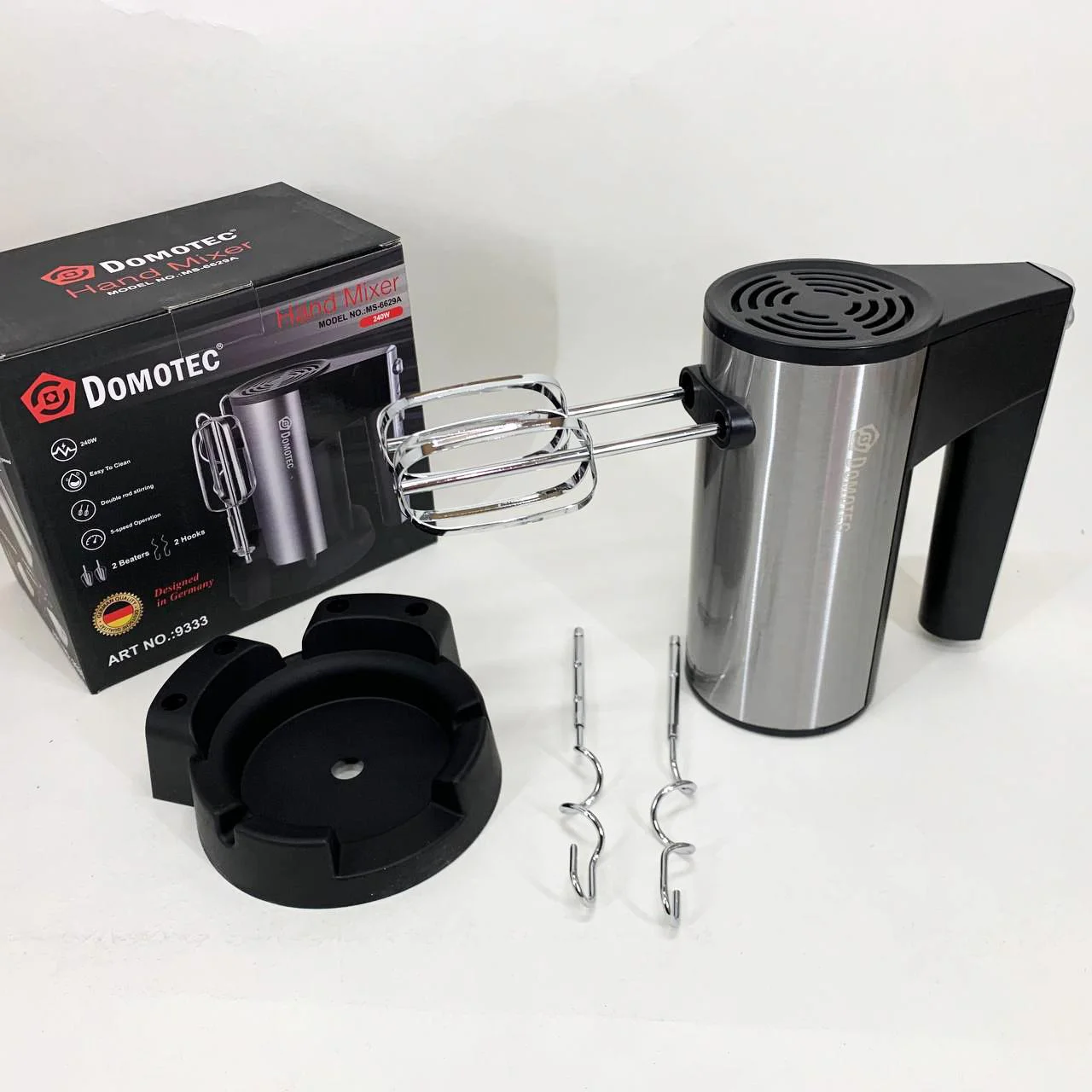 Миксер ручний DOMOTEC R6629A 240Вт 5 швидкостей з двома насадками - Зображення 6