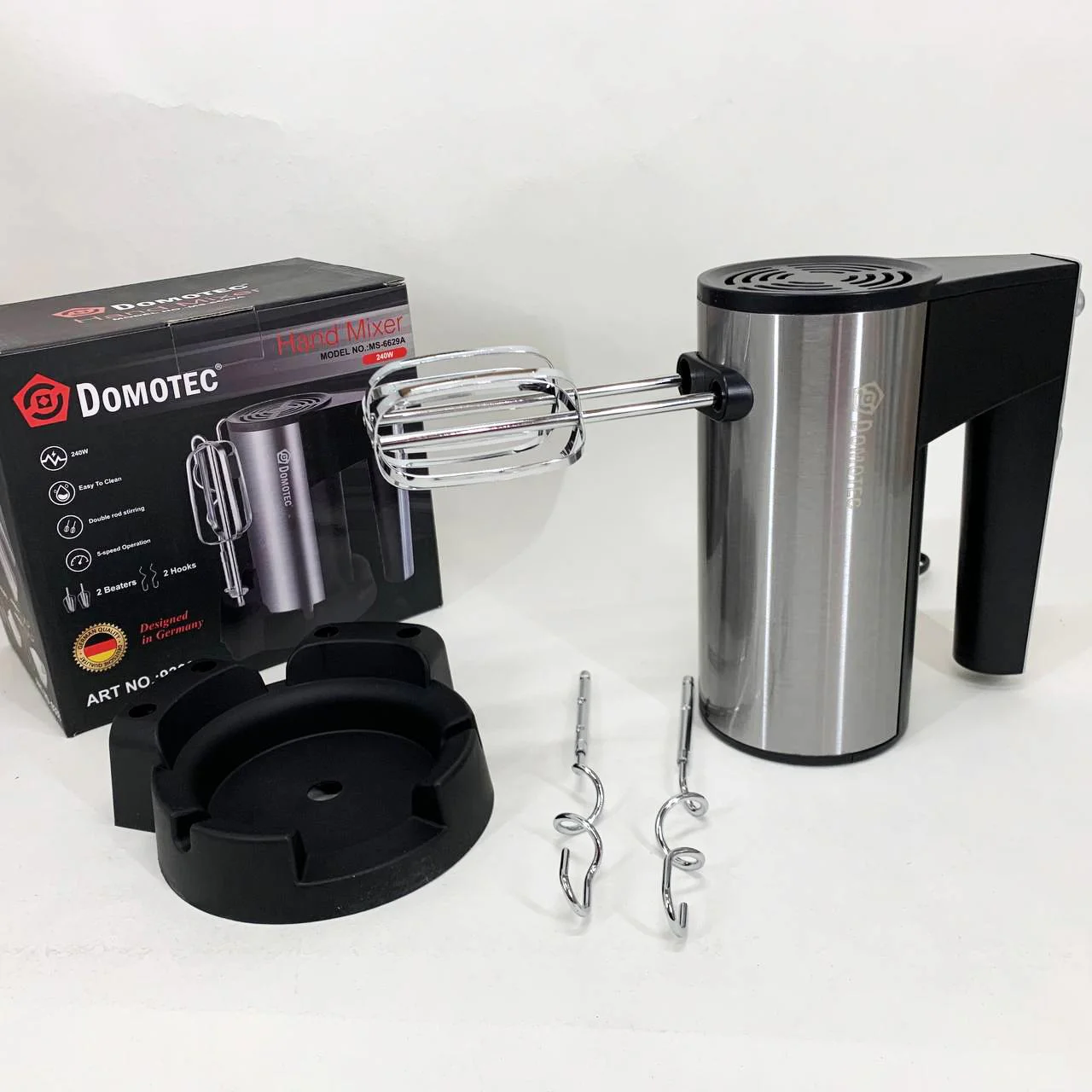 Миксер ручний DOMOTEC R6629A 240Вт 5 швидкостей з двома насадками - Зображення 7