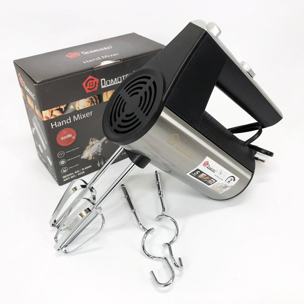 Ручний міксер DOMOTEC R.6690 універсальний 5 швидкостей 200 W - Зображення 6